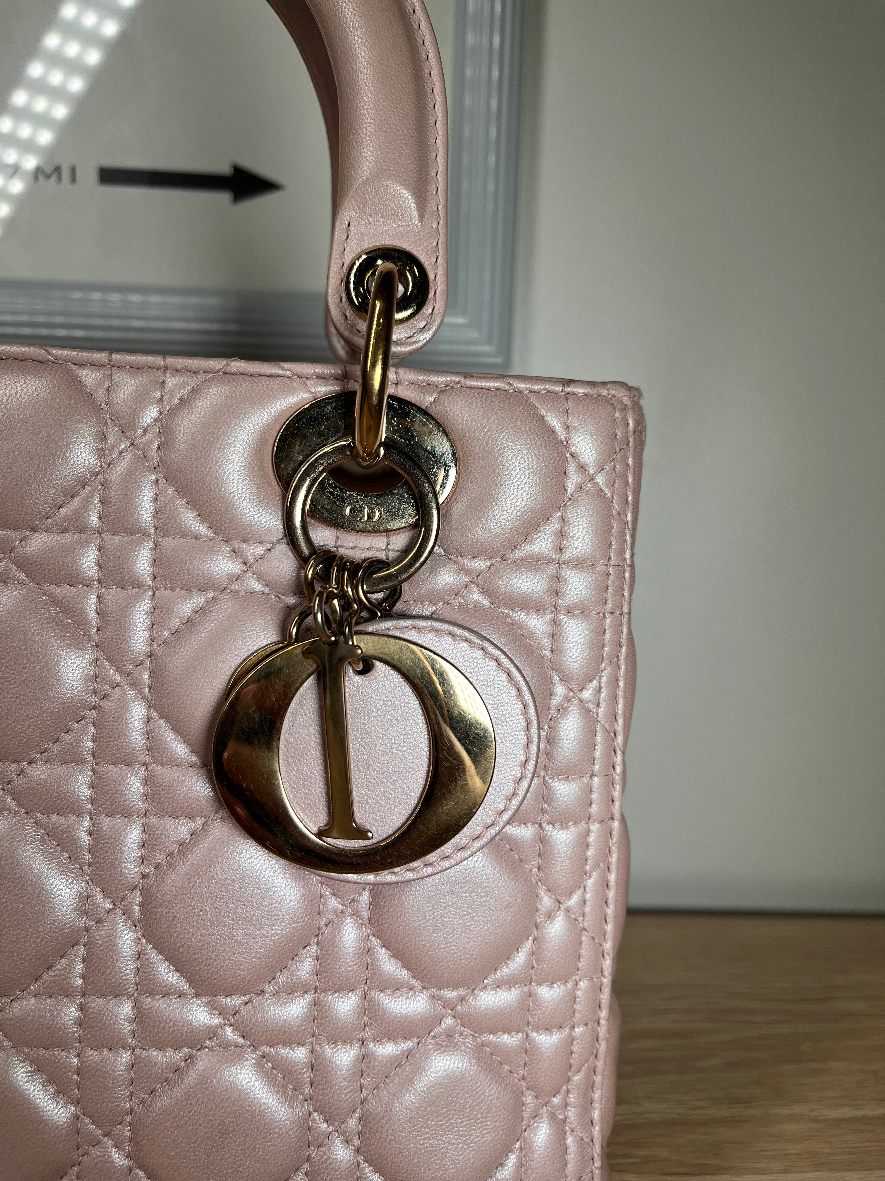 Dior - Lady Dior Pearl Pink Handbag,Medium