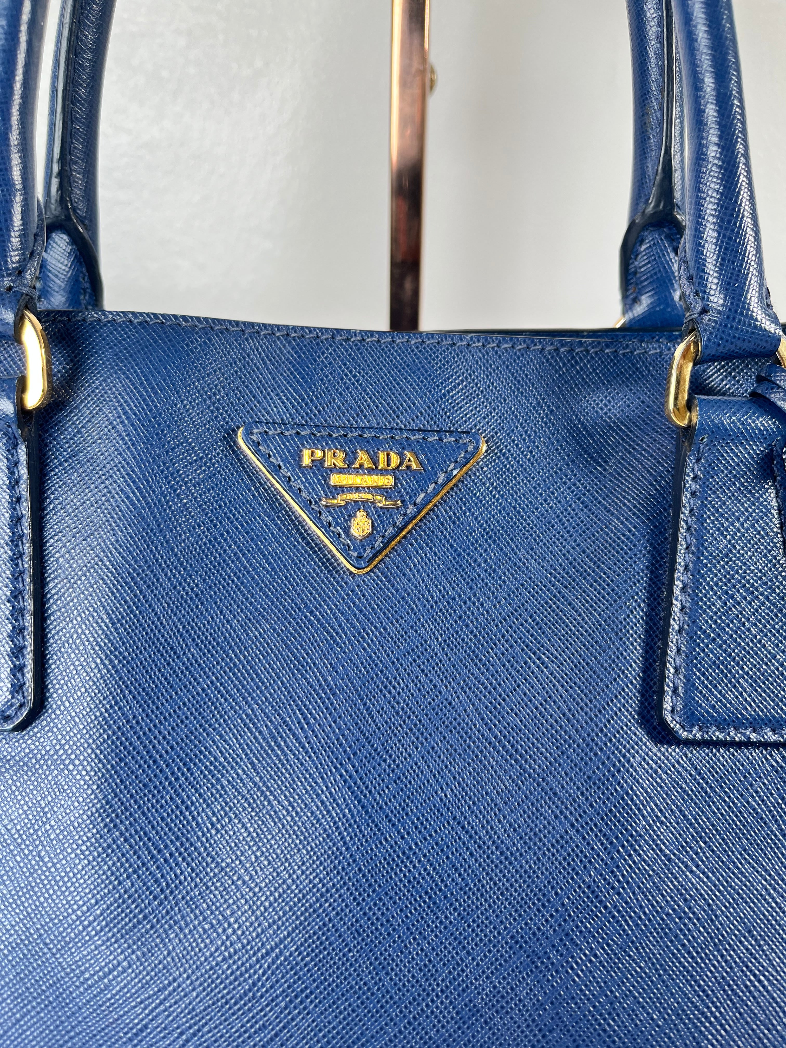 Prada Saffiano Galleria Top Handle Blue Handbag