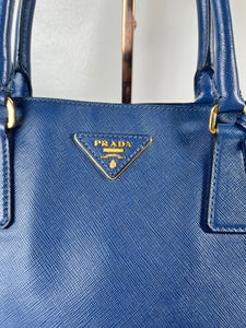 Prada Saffiano Galleria Top Handle Blue Handbag