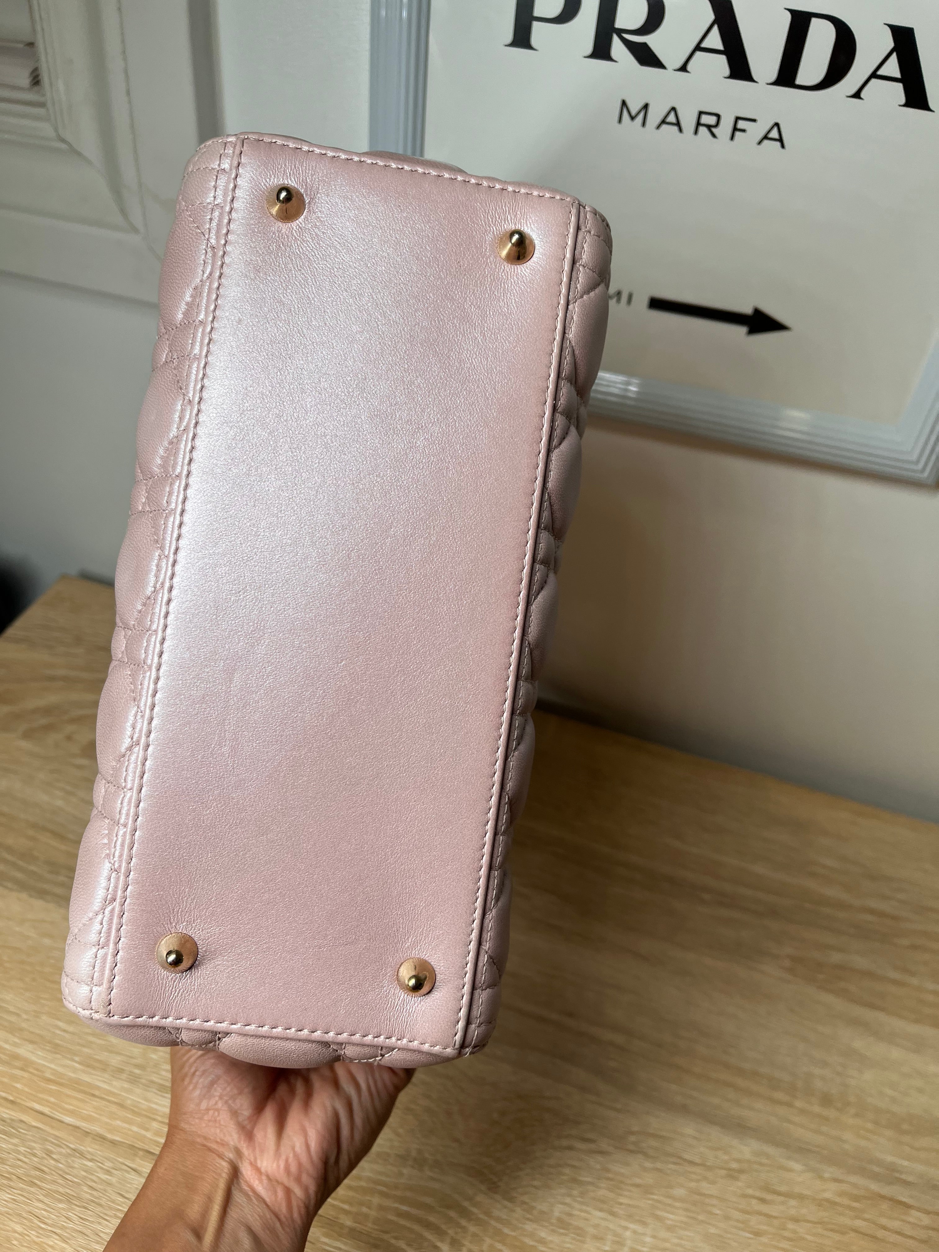 Dior - Lady Dior Pearl Pink Handbag,Medium