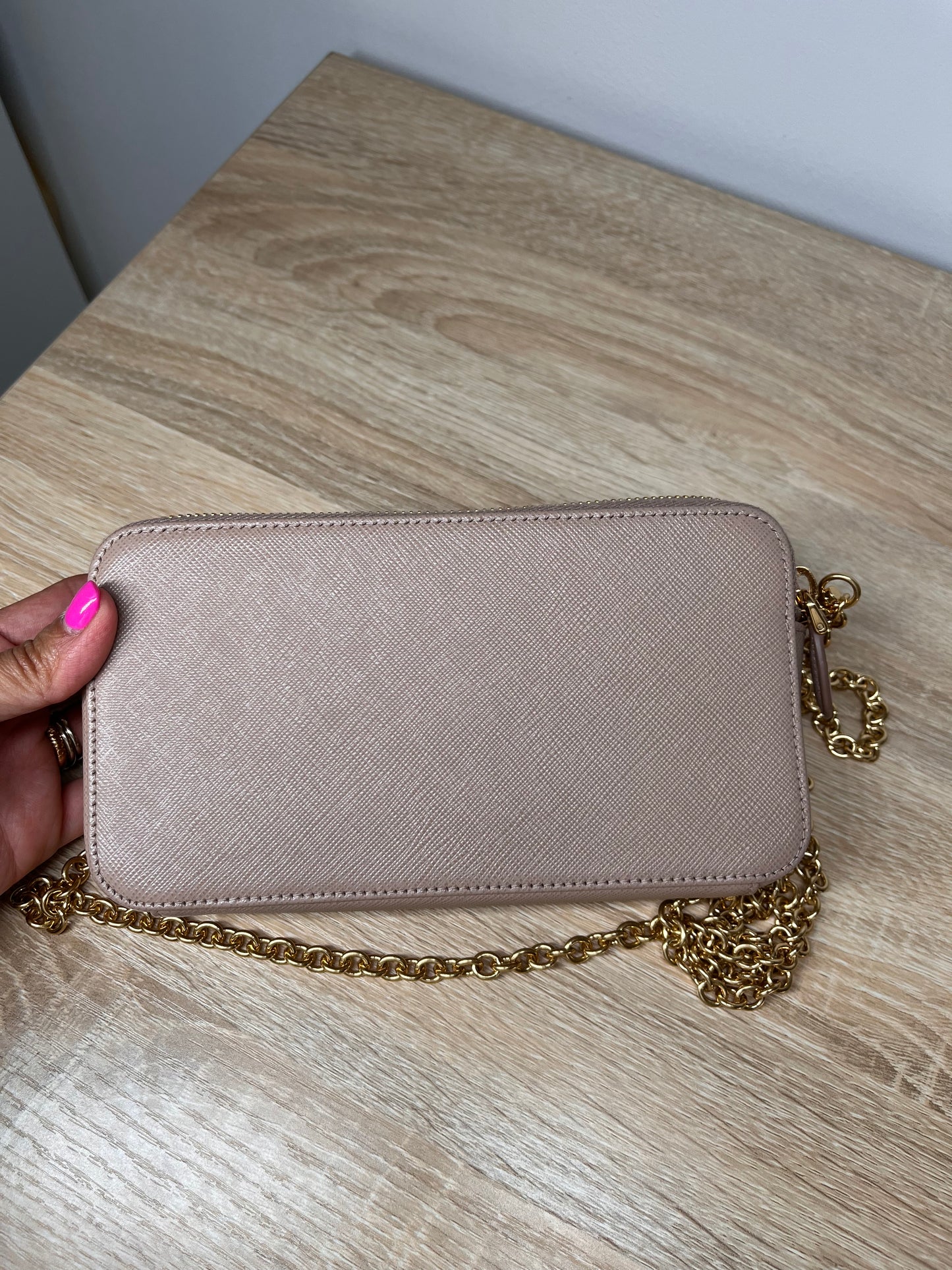 Pre-Owned PRADA Saffiano Double Zip Wallet on Chain