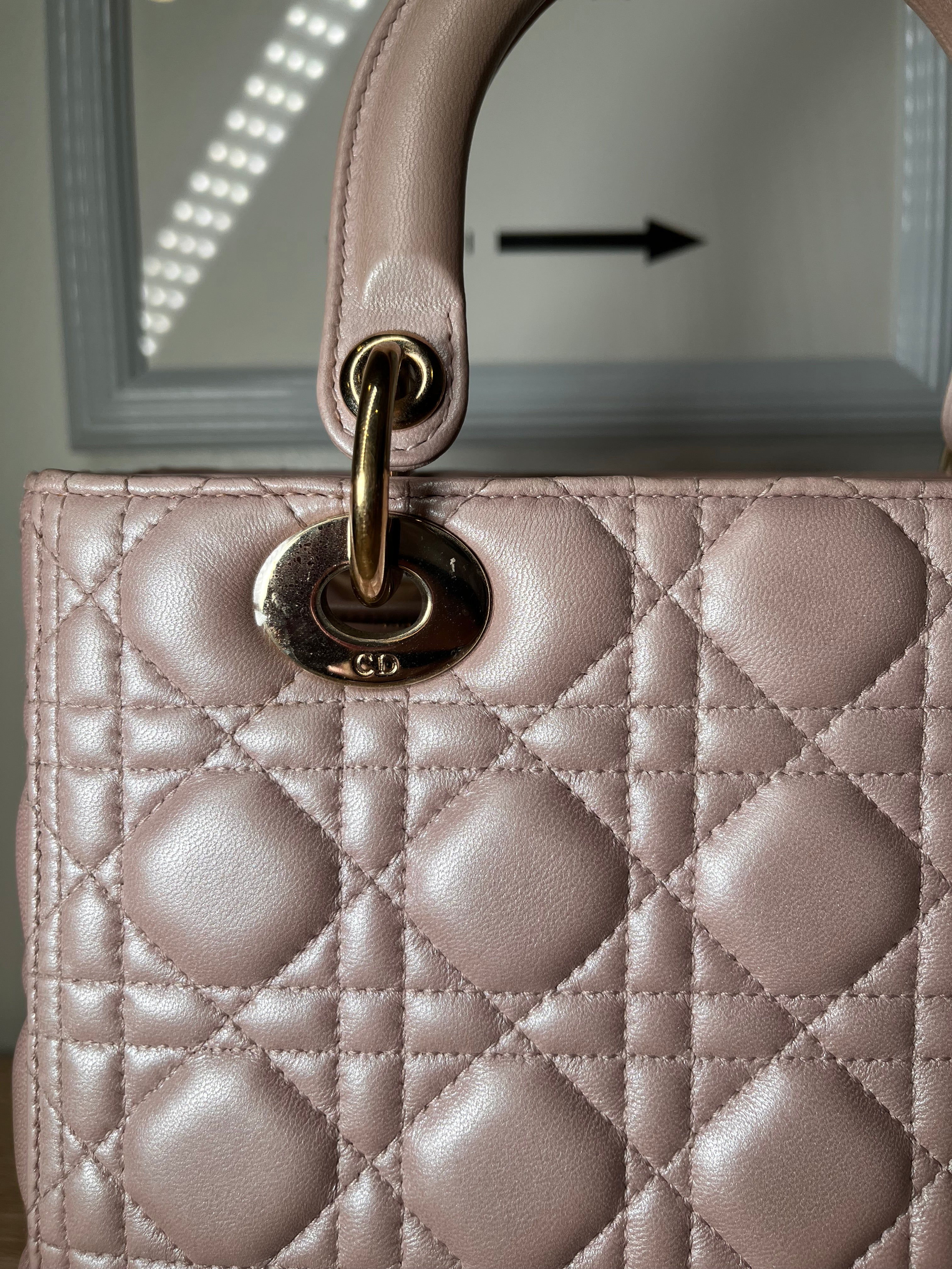 Dior - Lady Dior Pearl Pink Handbag,Medium