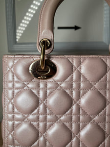 Dior - Lady Dior Pearl Pink Handbag,Medium