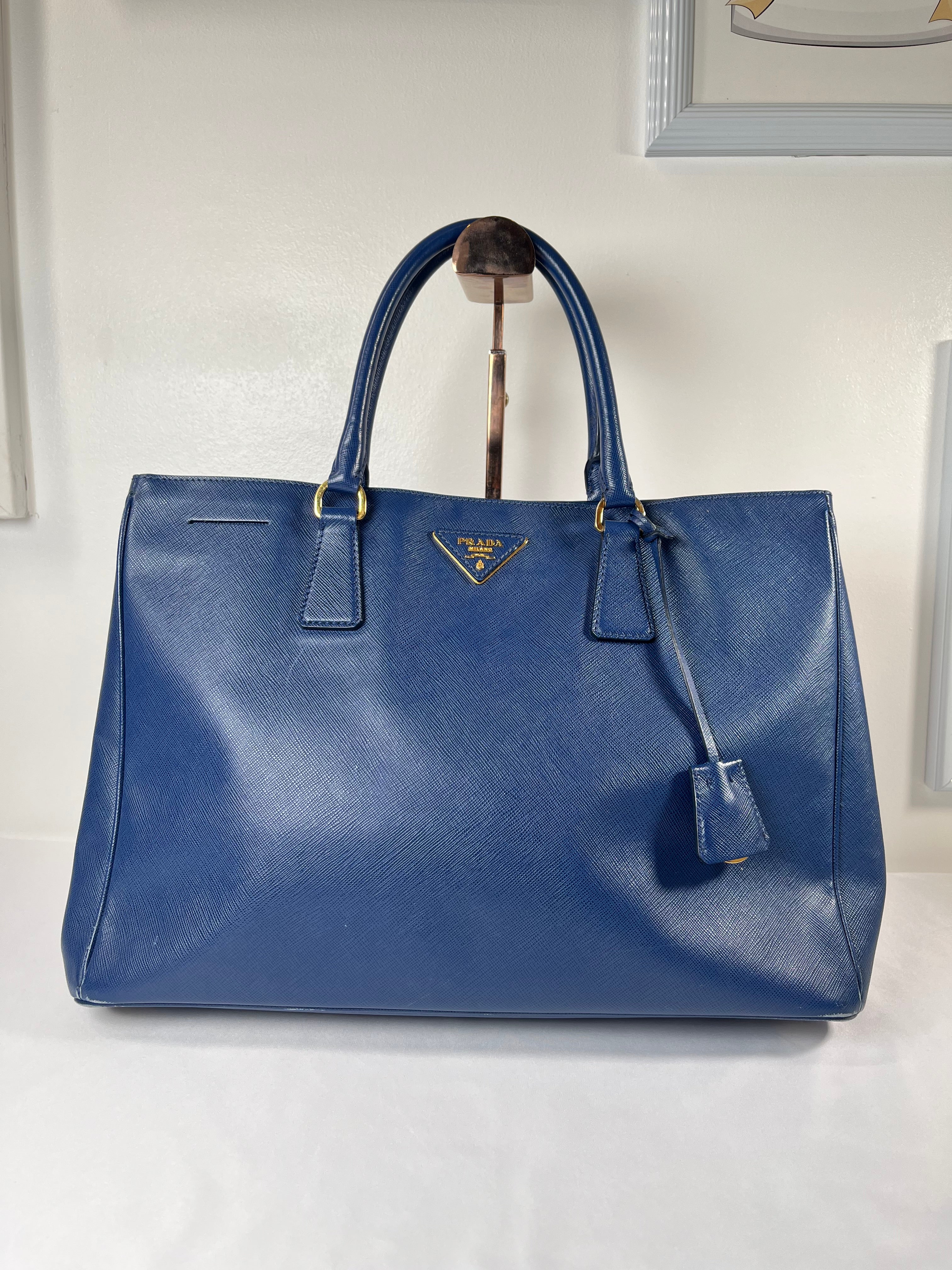 Prada Saffiano Galleria Top Handle Blue Handbag