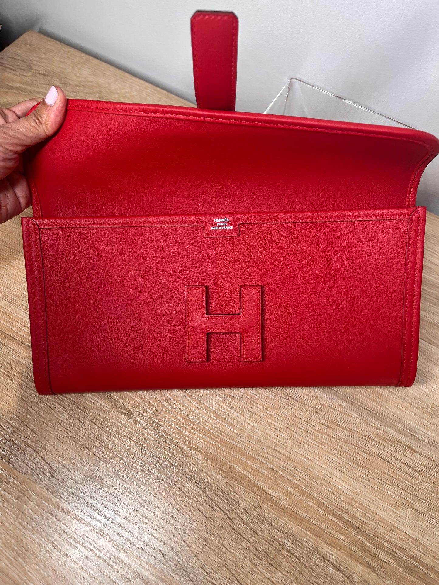 Pre-Owned HERMES Swift Jige Elan 29 Clutch Rouge Clutch