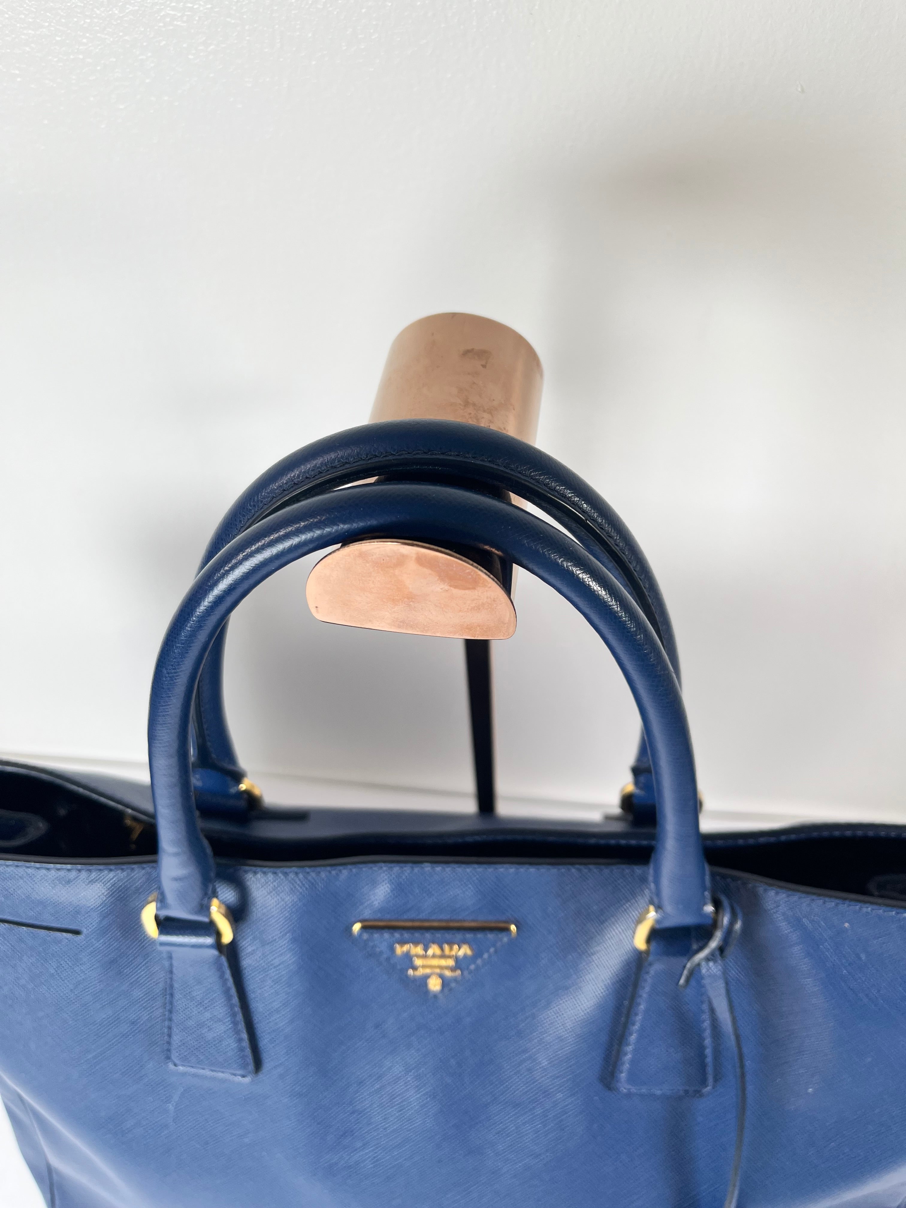Prada Saffiano Galleria Top Handle Blue Handbag