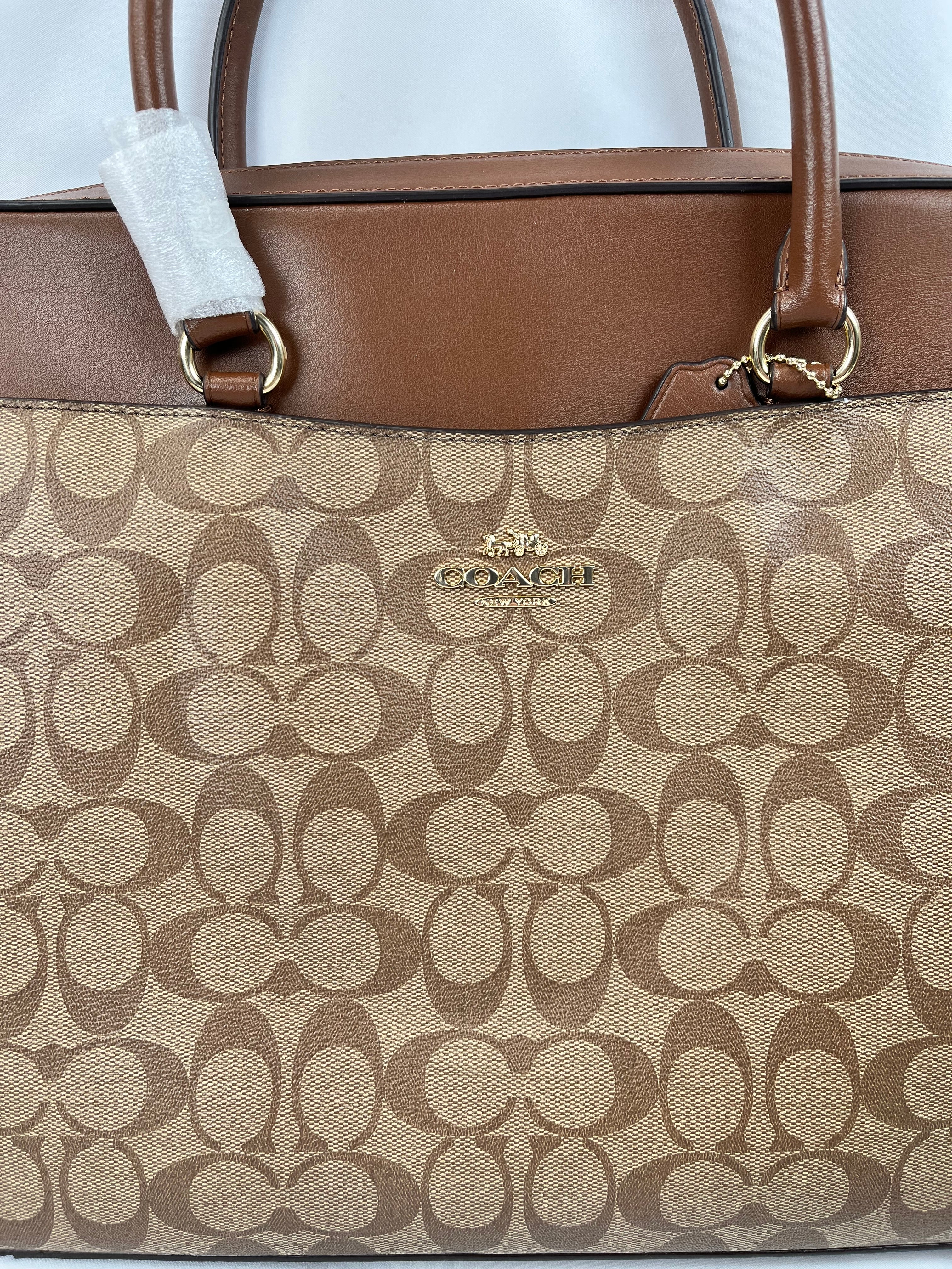 Pre-Owned COACH Coated Canvas & Leather Brown/Beige Laptop Bag