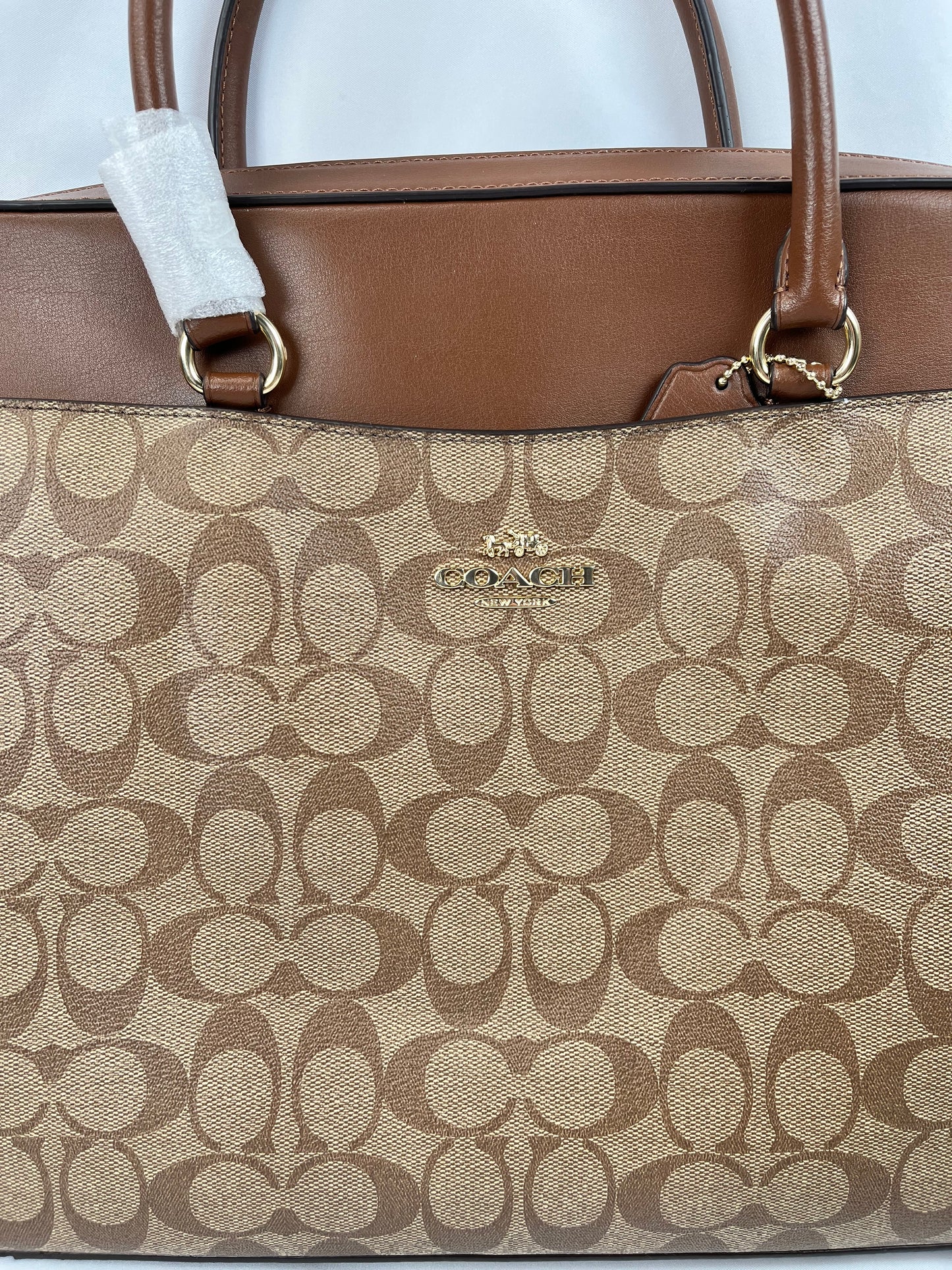 Pre-Owned COACH Coated Canvas & Leather Brown/Beige Laptop Bag