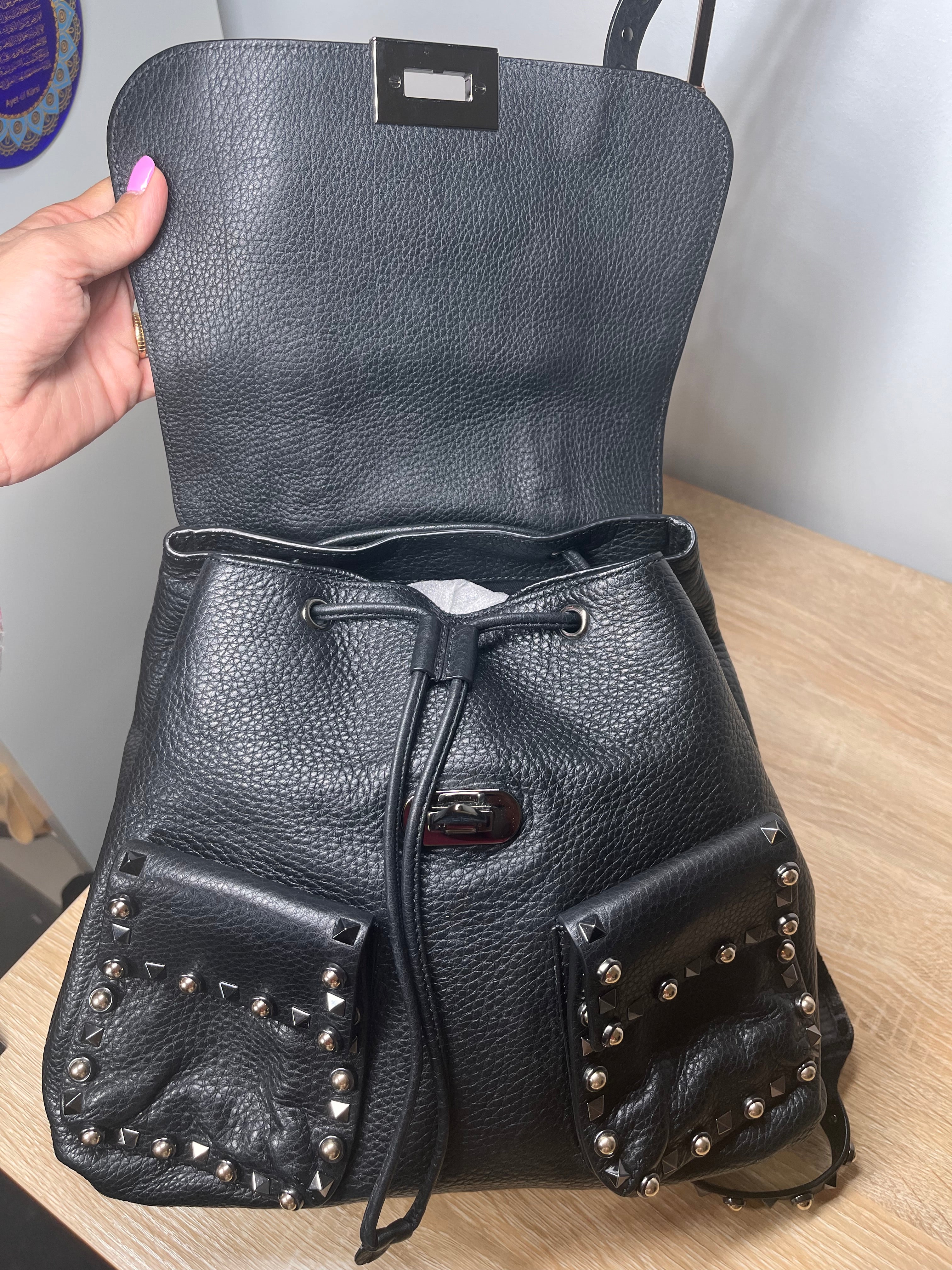 Valentino Rockstud - Special edition straps Black Backpack, 11 by 13 by 5"