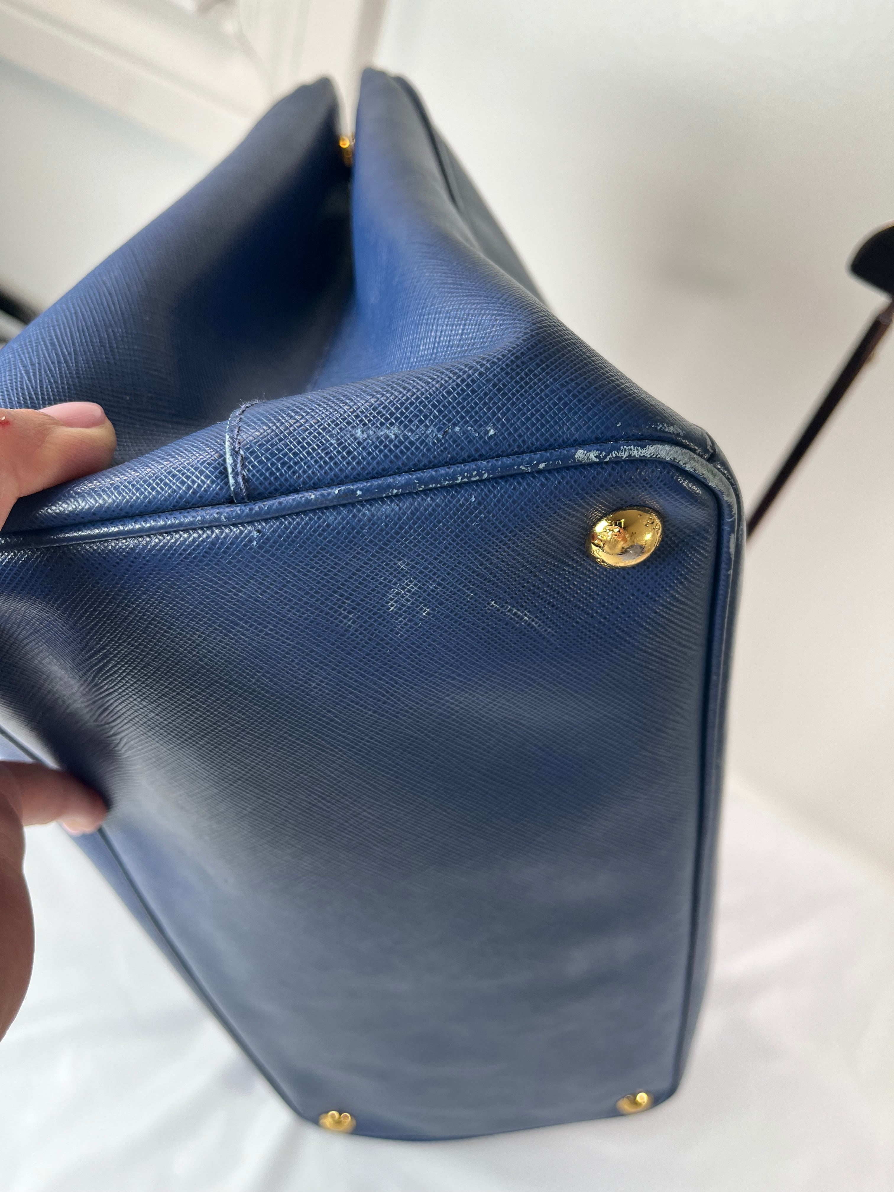 Prada Saffiano Galleria Top Handle Blue Handbag