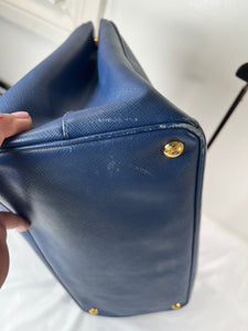 Prada Saffiano Galleria Top Handle Blue Handbag