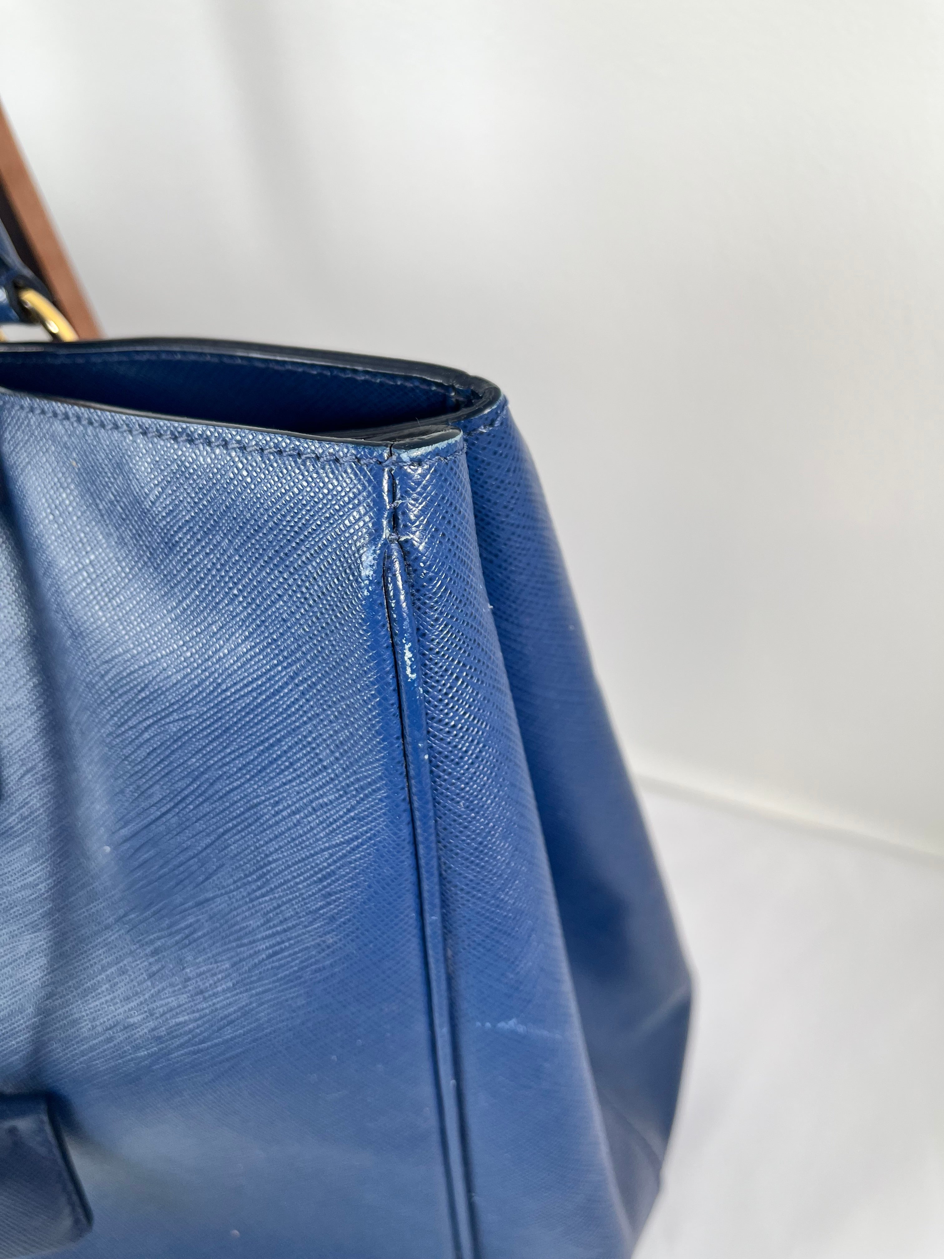 Prada Saffiano Galleria Top Handle Blue Handbag
