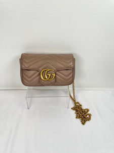 Gucci Marmont Taupe Handbag, Super Mini