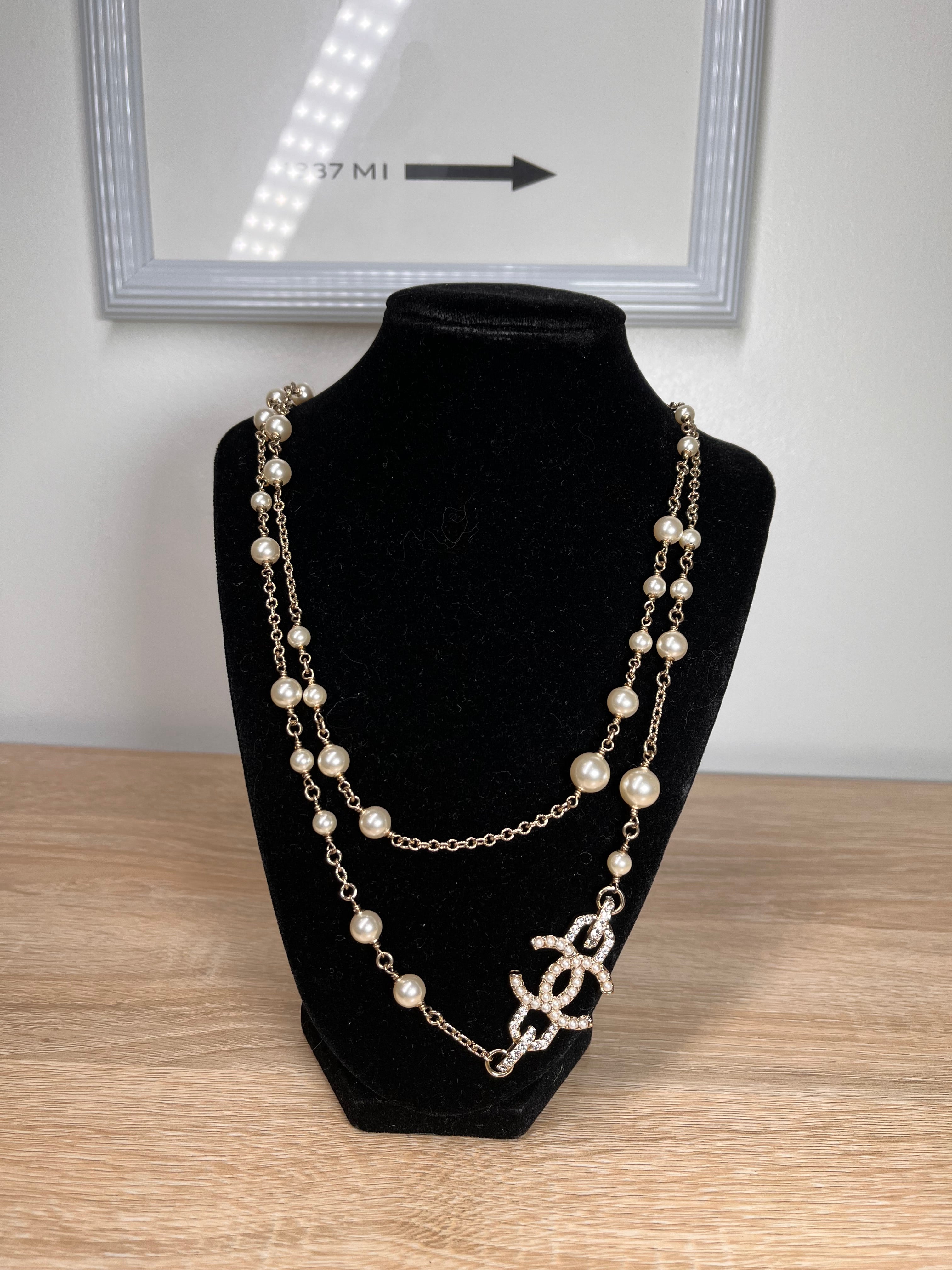 Pre-Owned CHANEL™ Long Pearl Silver Necklace, 48”