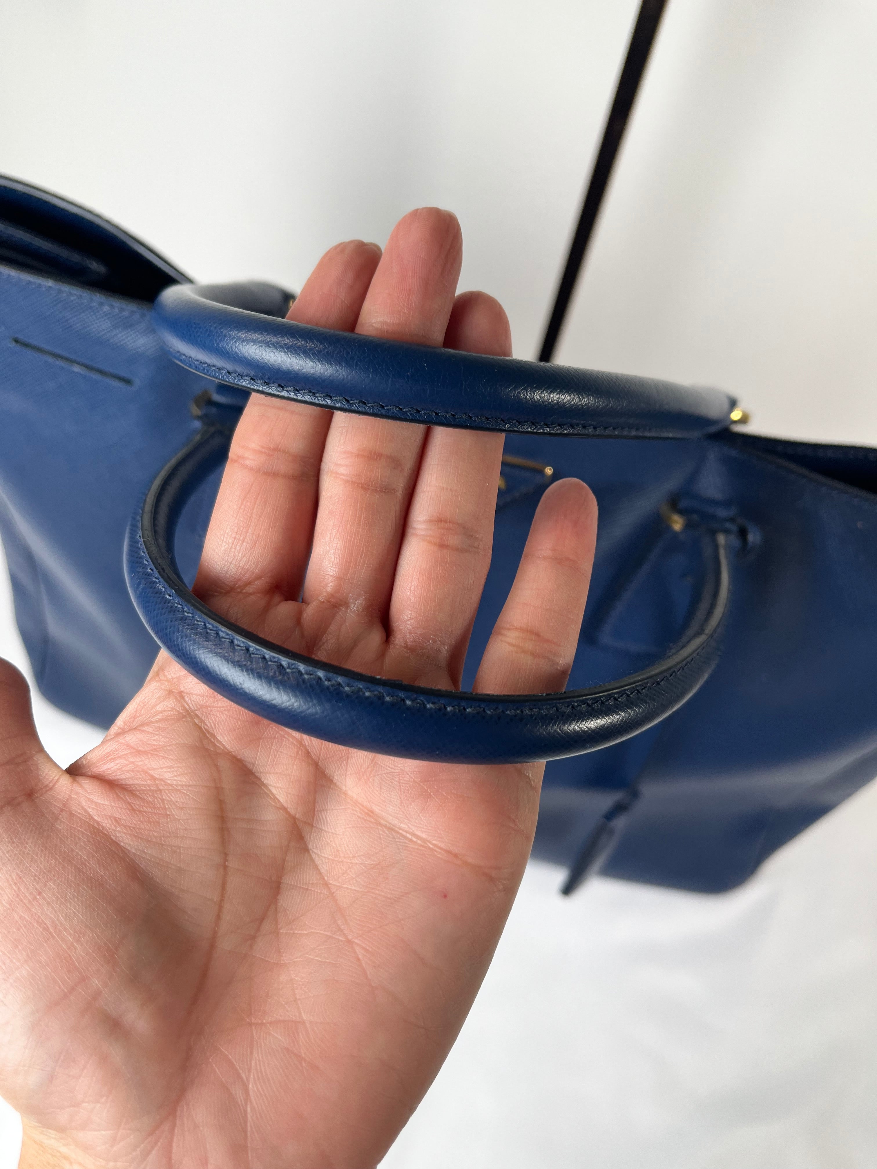 Prada Saffiano Galleria Top Handle Blue Handbag