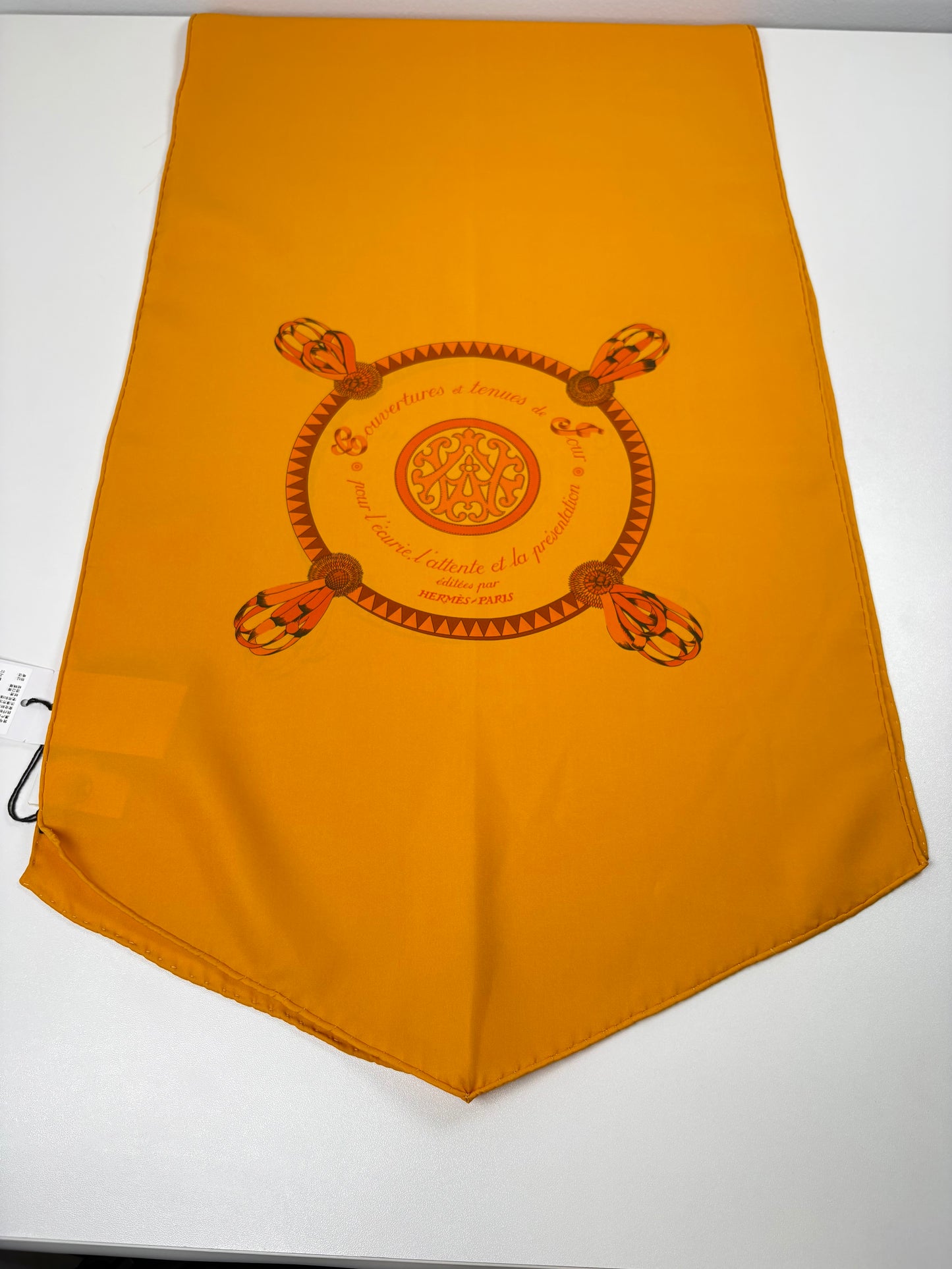 Pre-Owned HERMES Blaso Silk Scarf, Orange/Mango
