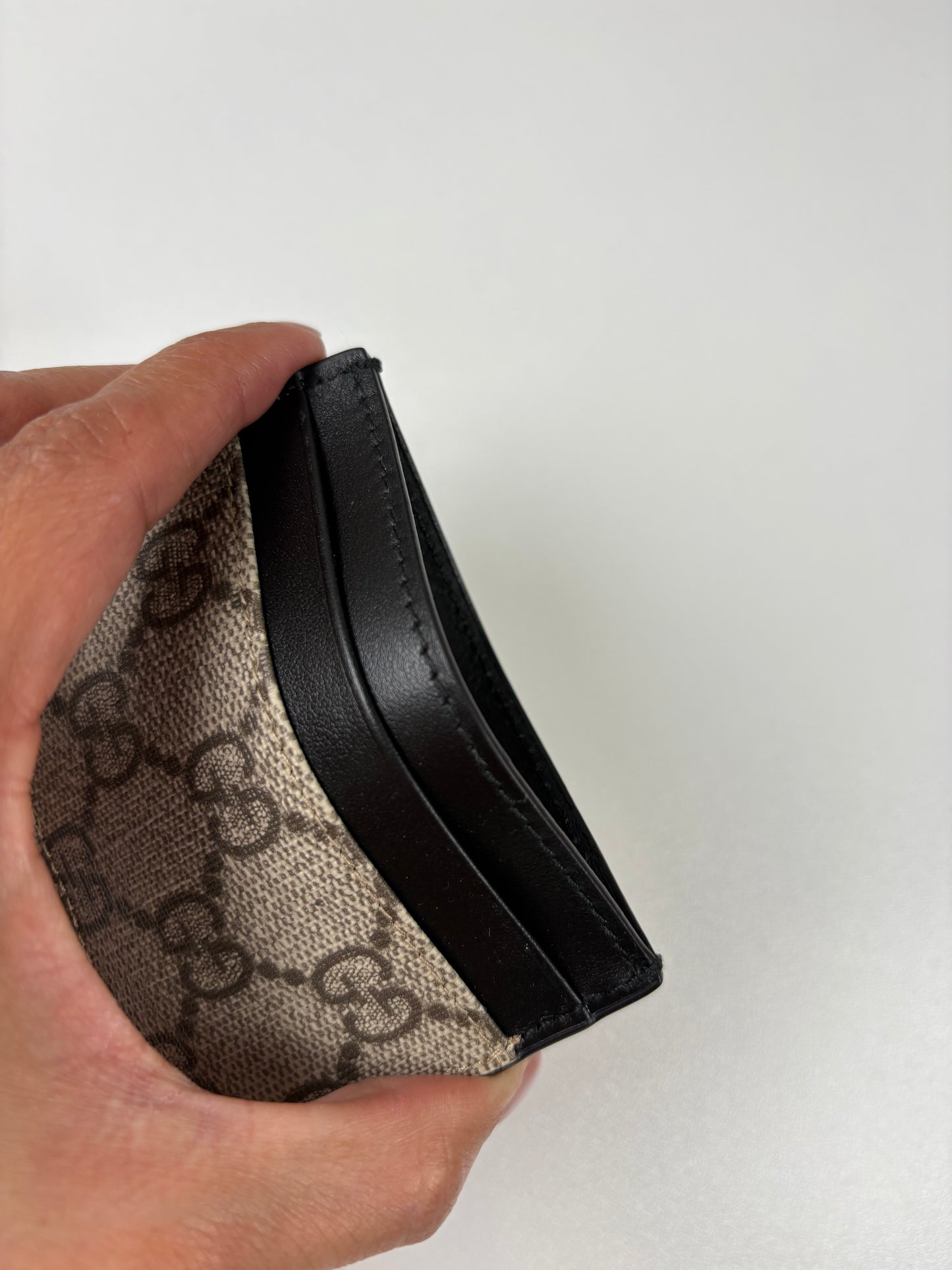Pre-Owned GUCCI Coated Canvas Card Holder, Beige/Black