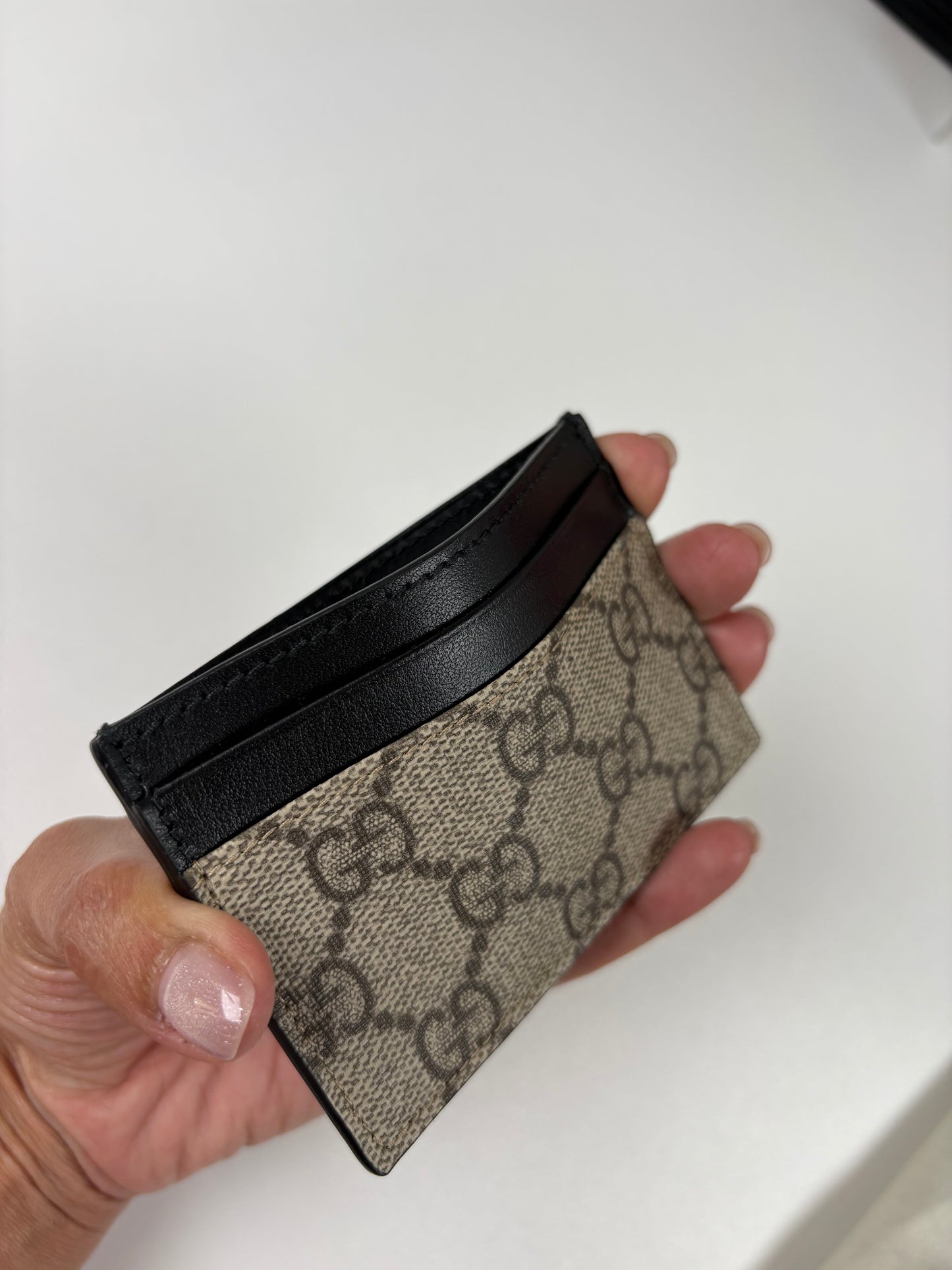 Pre-Owned GUCCI Coated Canvas Card Holder, Beige/Black