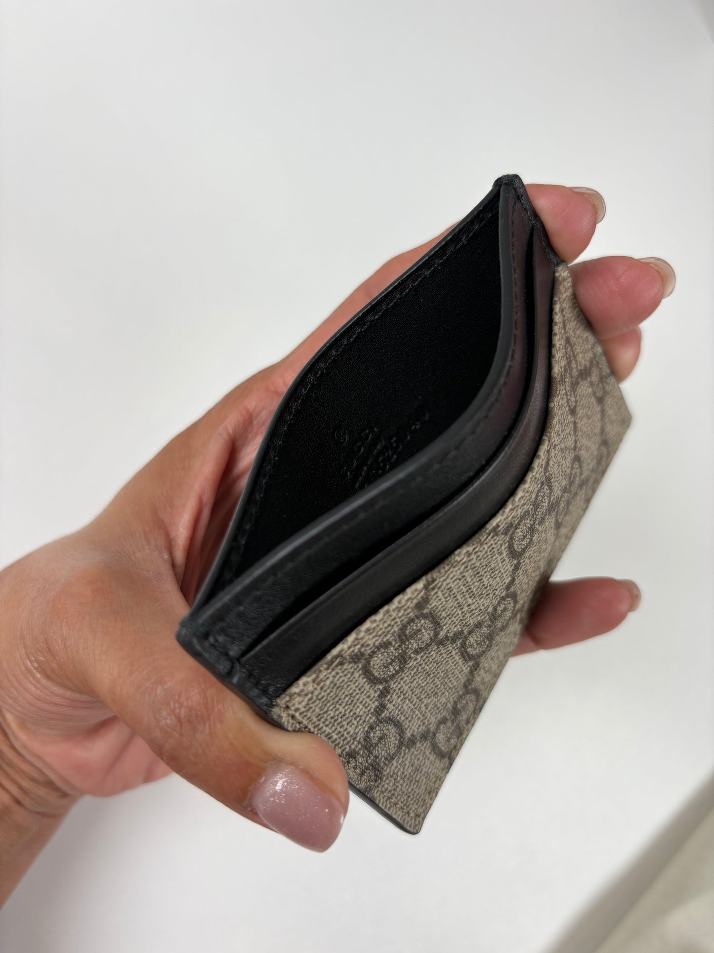 Pre-Owned GUCCI Coated Canvas Card Holder, Beige/Black