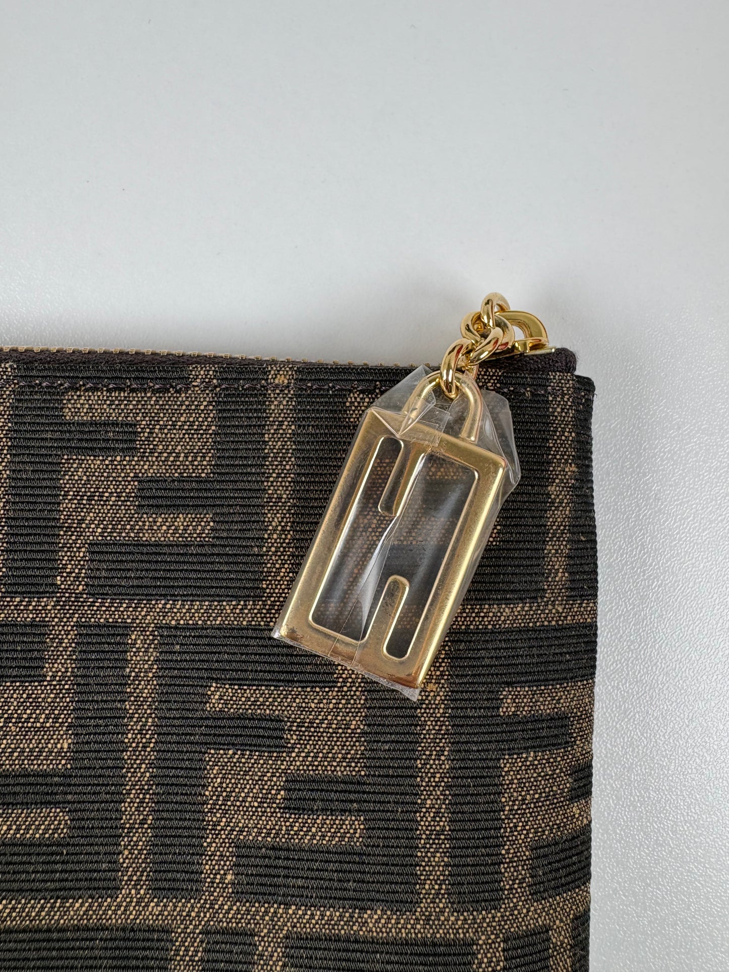 Pre-Owned FENDI Baguette Clutch, Brown, Medium