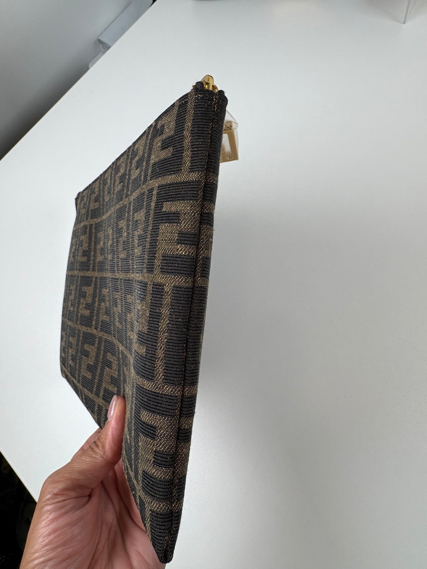 Pre-Owned FENDI Baguette Clutch, Brown, Medium