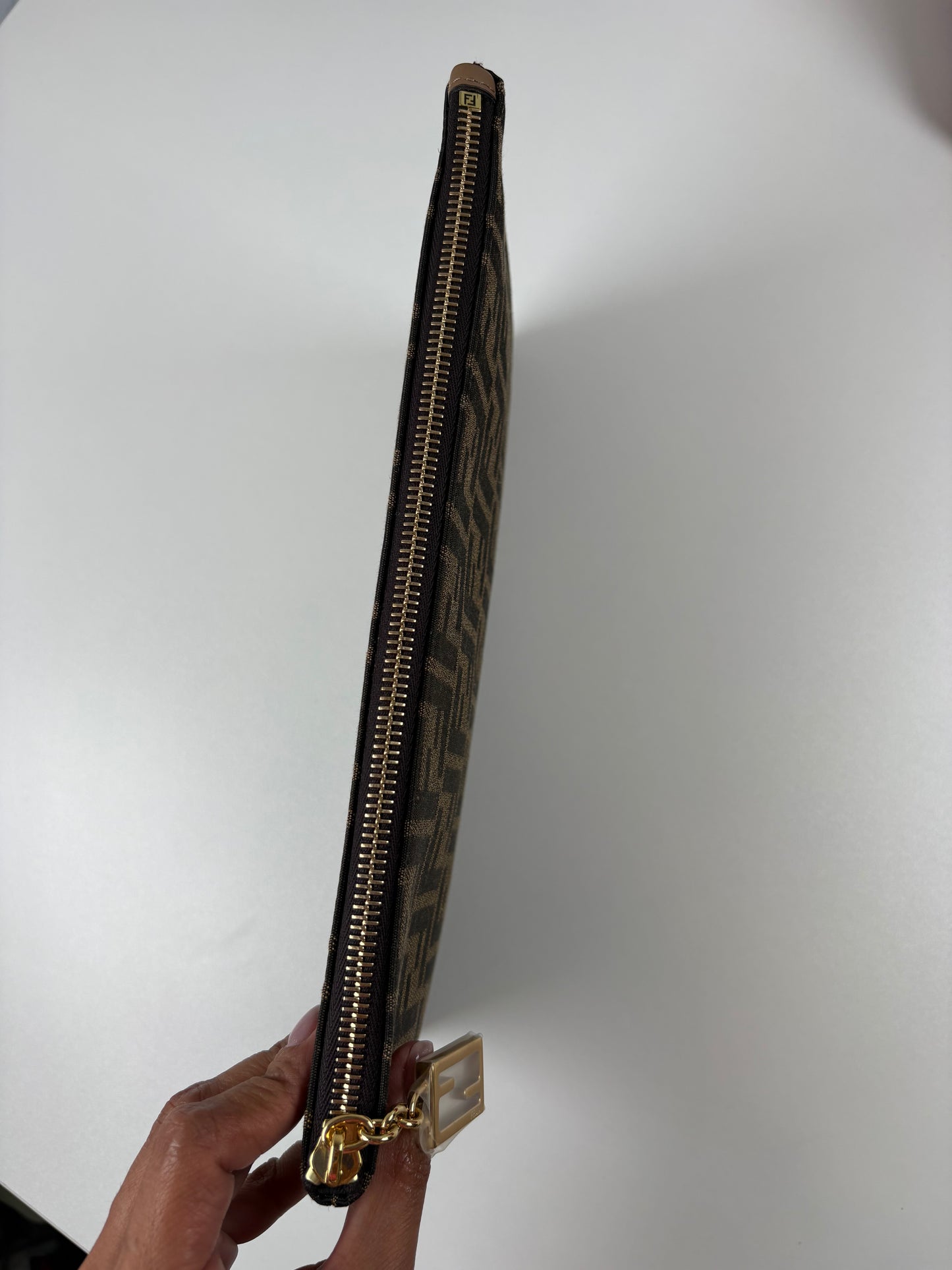 Pre-Owned FENDI Baguette Clutch, Brown, Medium