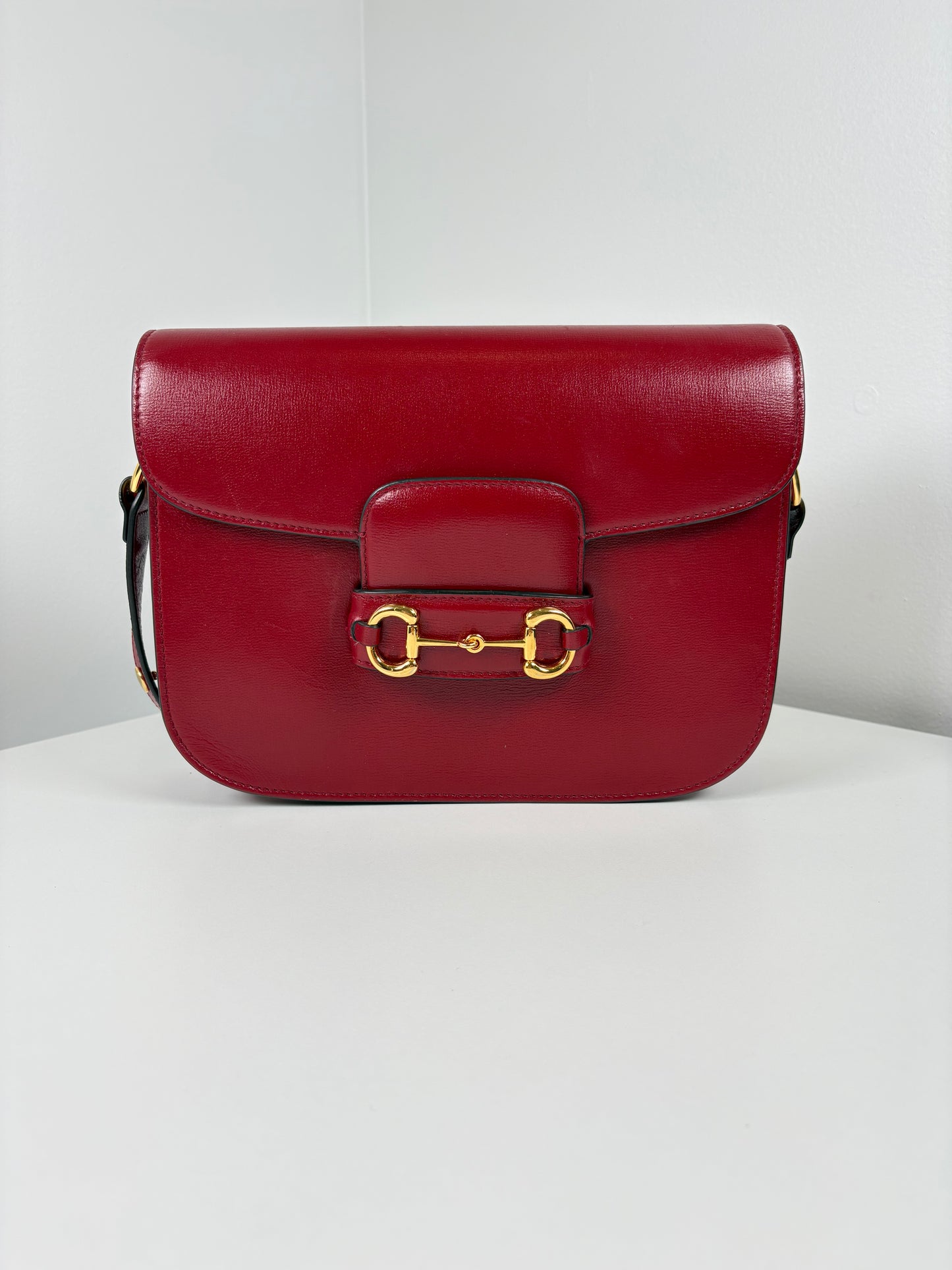 Pre-Owned GUCCI 1955 Horsebit Handbag, Red, Medium