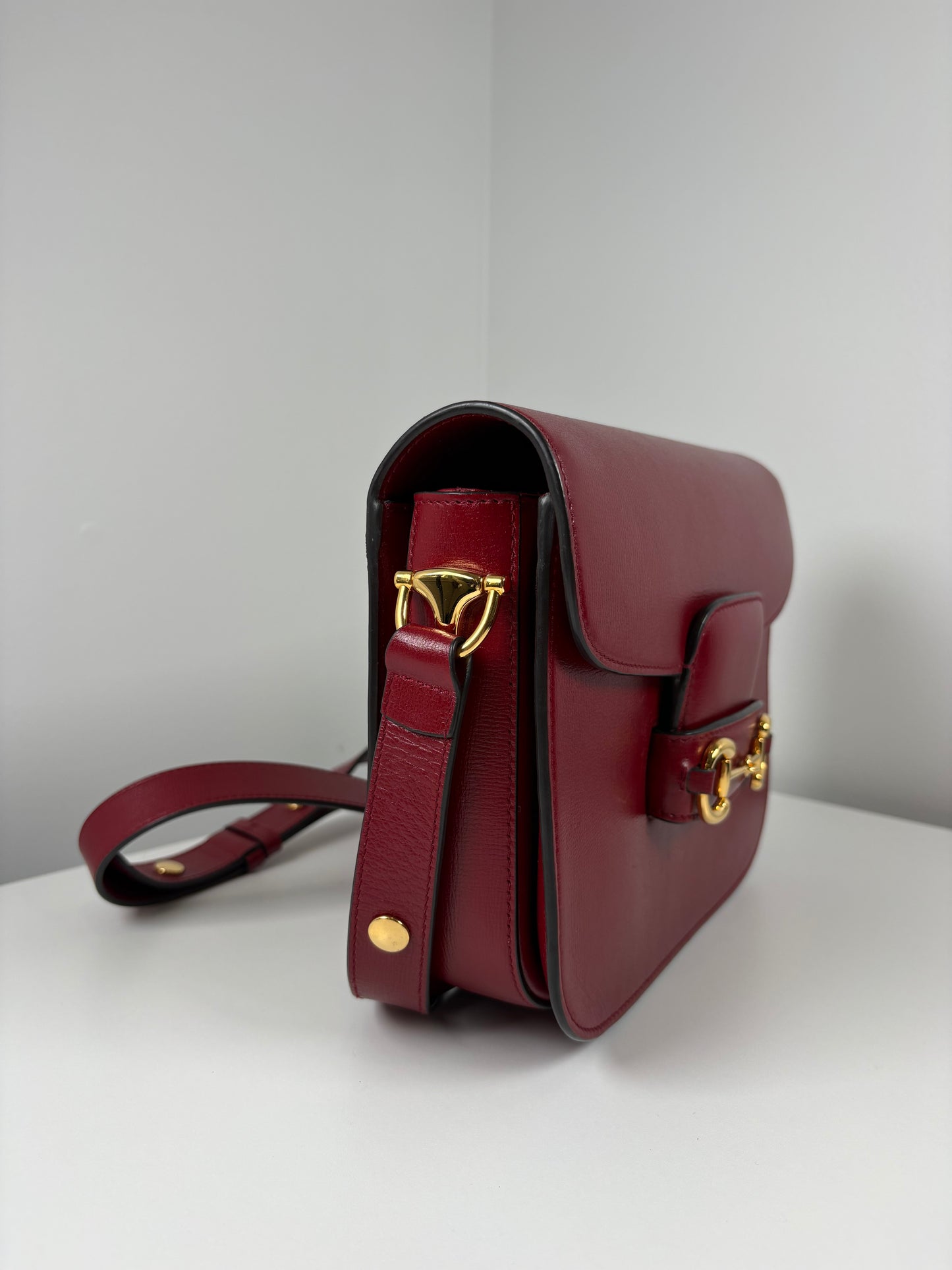 Pre-Owned GUCCI 1955 Horsebit Handbag, Red, Medium