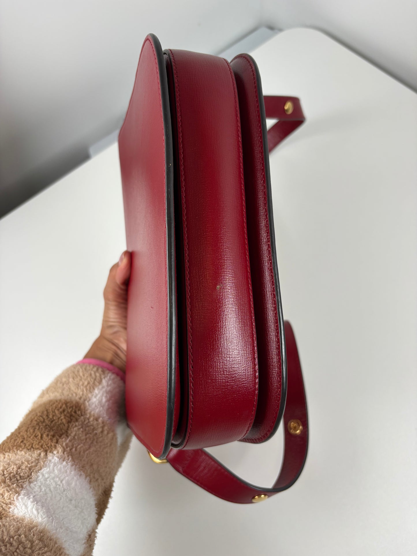 Pre-Owned GUCCI 1955 Horsebit Handbag, Red, Medium