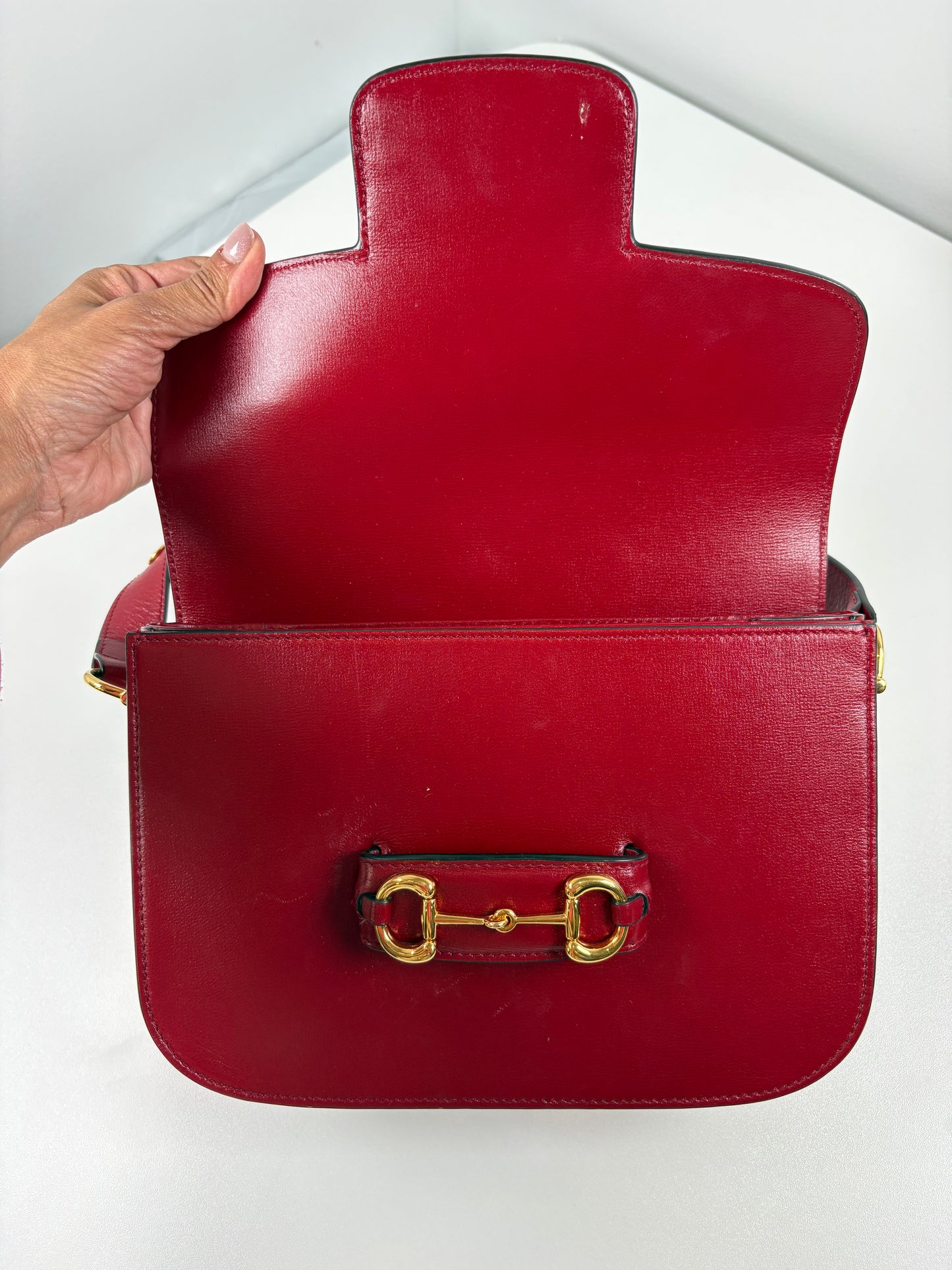 Pre-Owned GUCCI 1955 Horsebit Handbag, Red, Medium