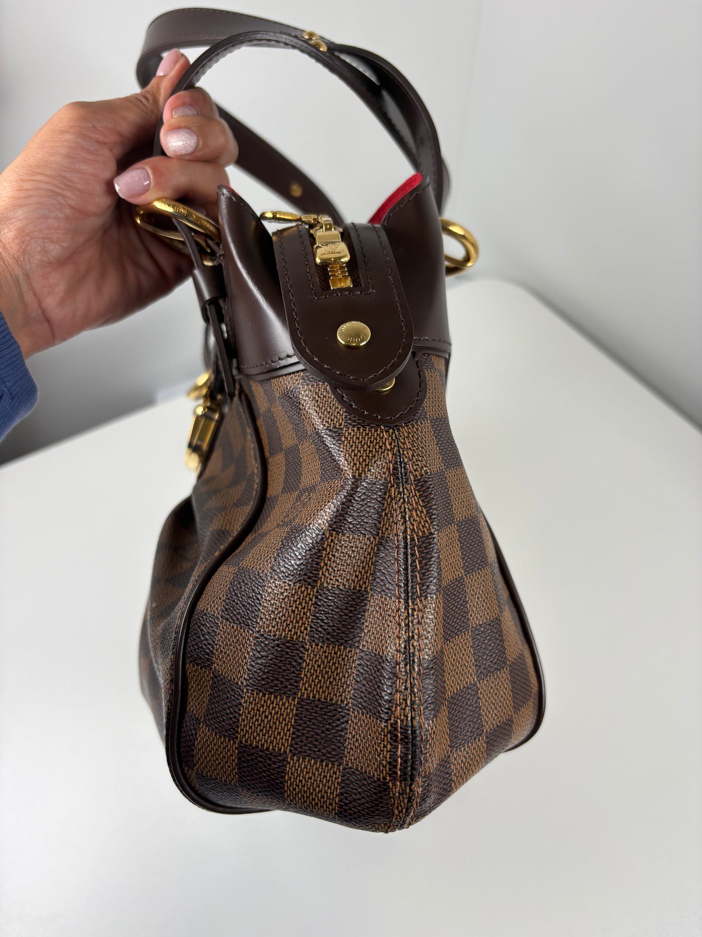 Pre-Owned LOUIS VUITTON Sistina Handbag, Damier Ebene, PM