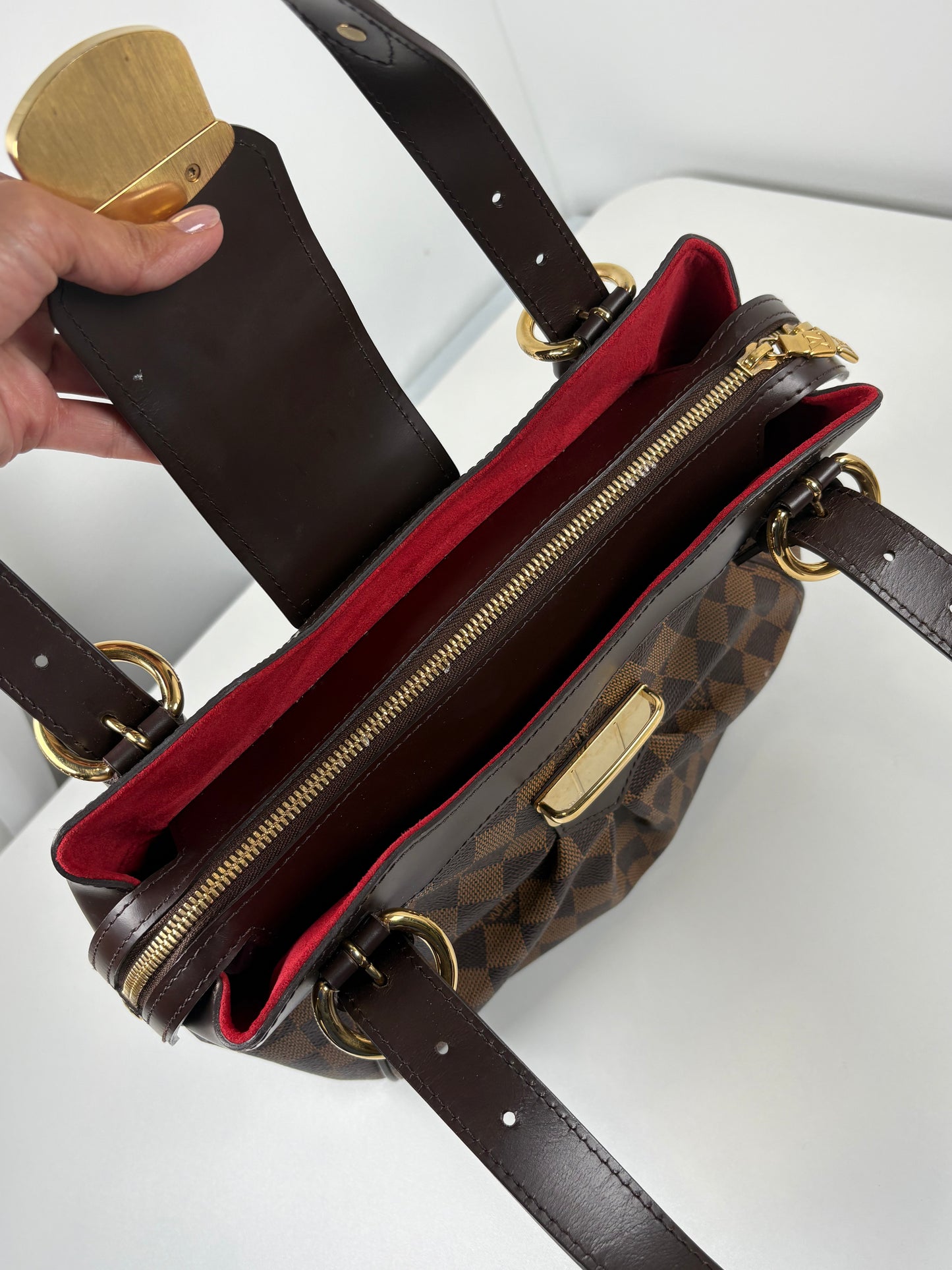 Pre-Owned LOUIS VUITTON Sistina Handbag, Damier Ebene, PM