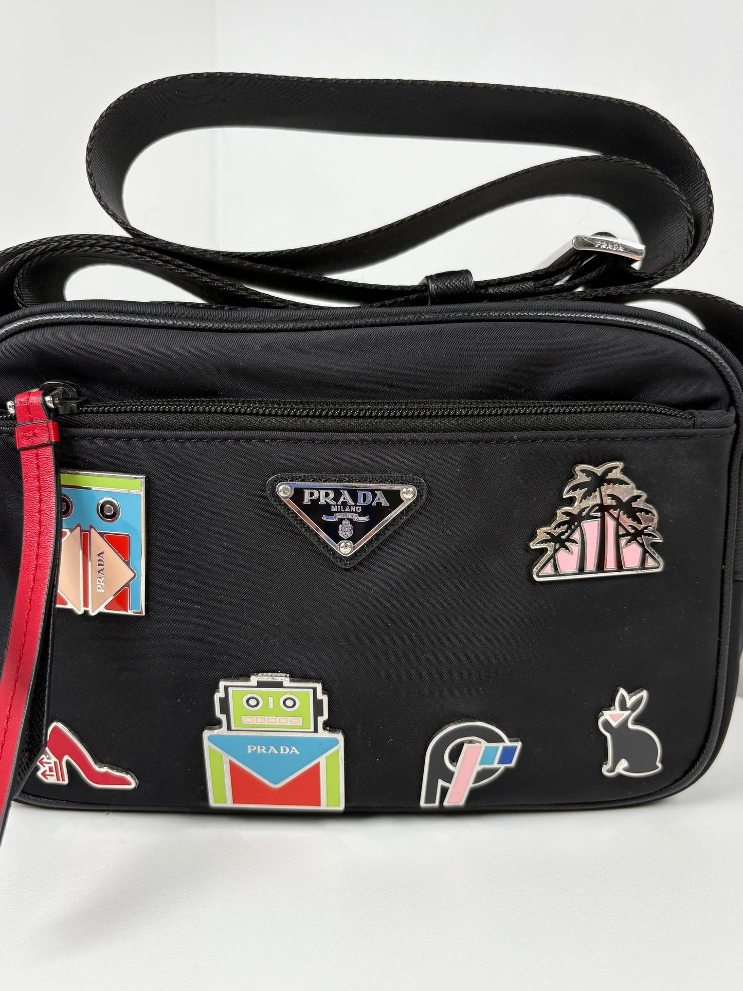 Pre-Owned PRADA Applique Camera Bag Handbag, Black