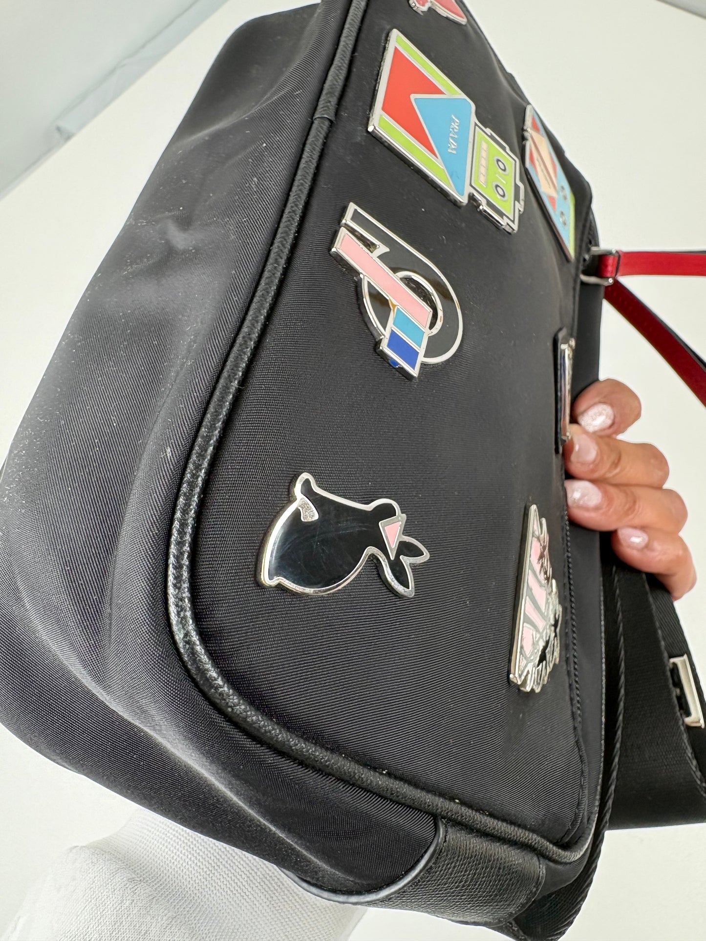 Pre-Owned PRADA Applique Camera Bag Handbag, Black