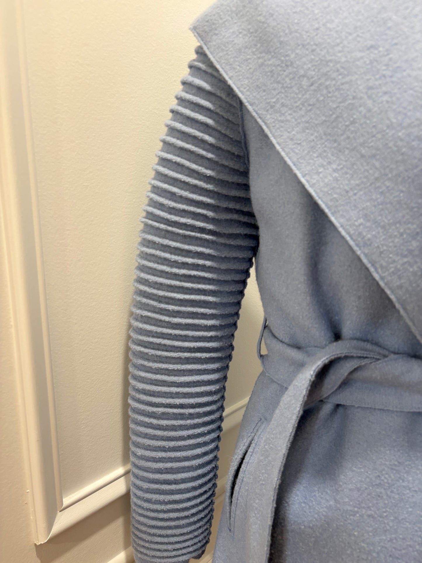 Pre-Owned SENTALER Wrap Coat Coat, Pale Blue, XS