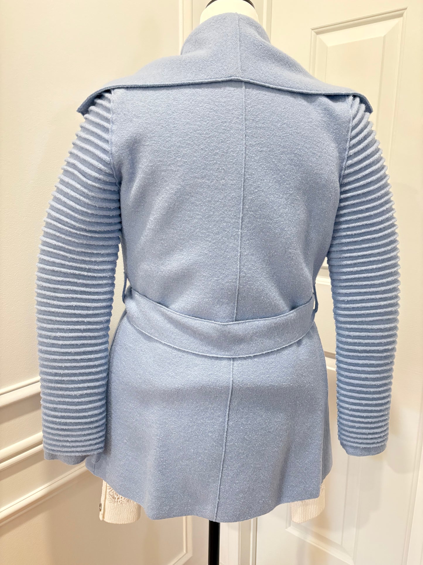 Pre-Owned SENTALER Wrap Coat Coat, Pale Blue, XS