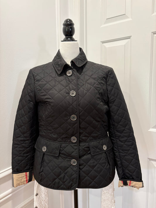 Pre-Owned BURBERRY Quilted Jacket, Black, Medium