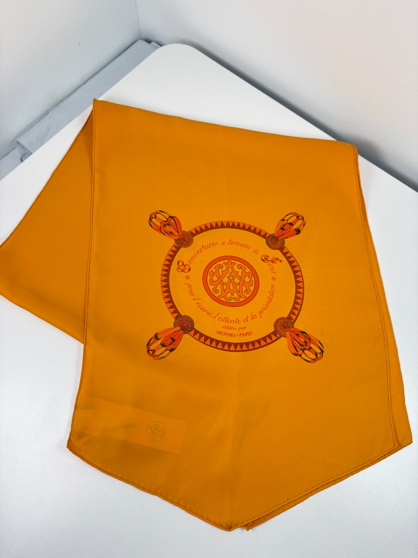 Pre-Owned HERMES Blaso Silk Scarf, Orange/Mango