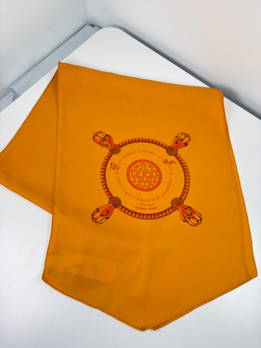 Pre-Owned HERMES Blaso Silk Scarf, Orange/Mango