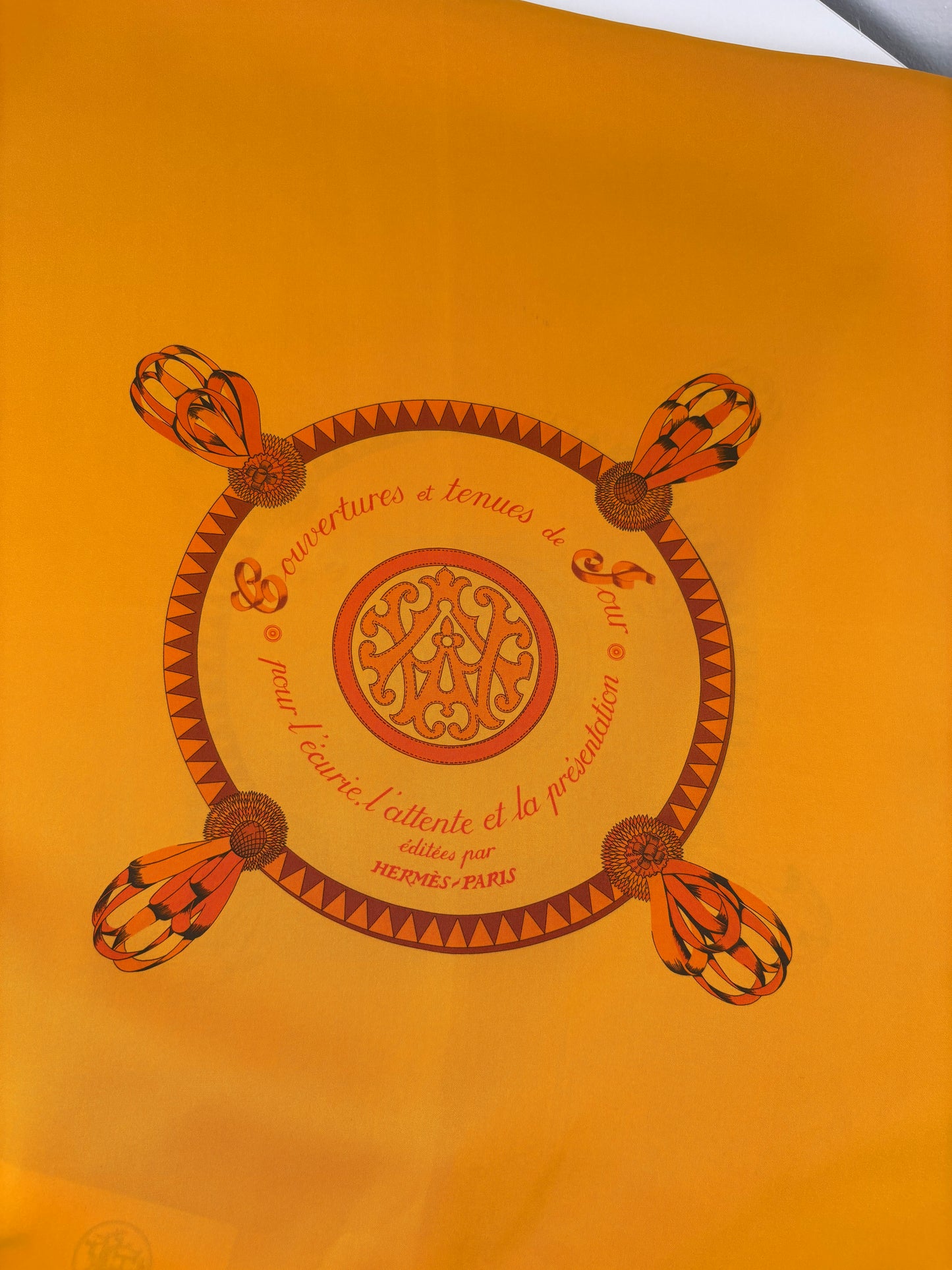 Pre-Owned HERMES Blaso Silk Scarf, Orange/Mango
