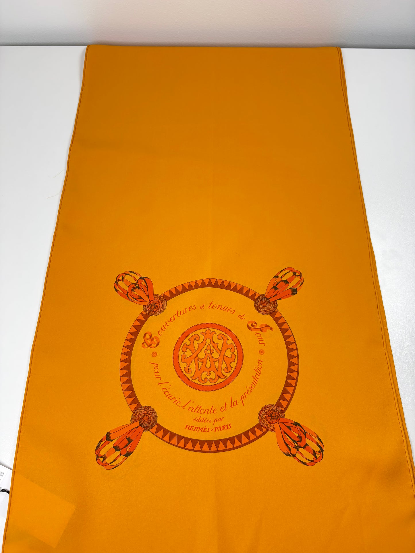 Pre-Owned HERMES Blaso Silk Scarf, Orange/Mango