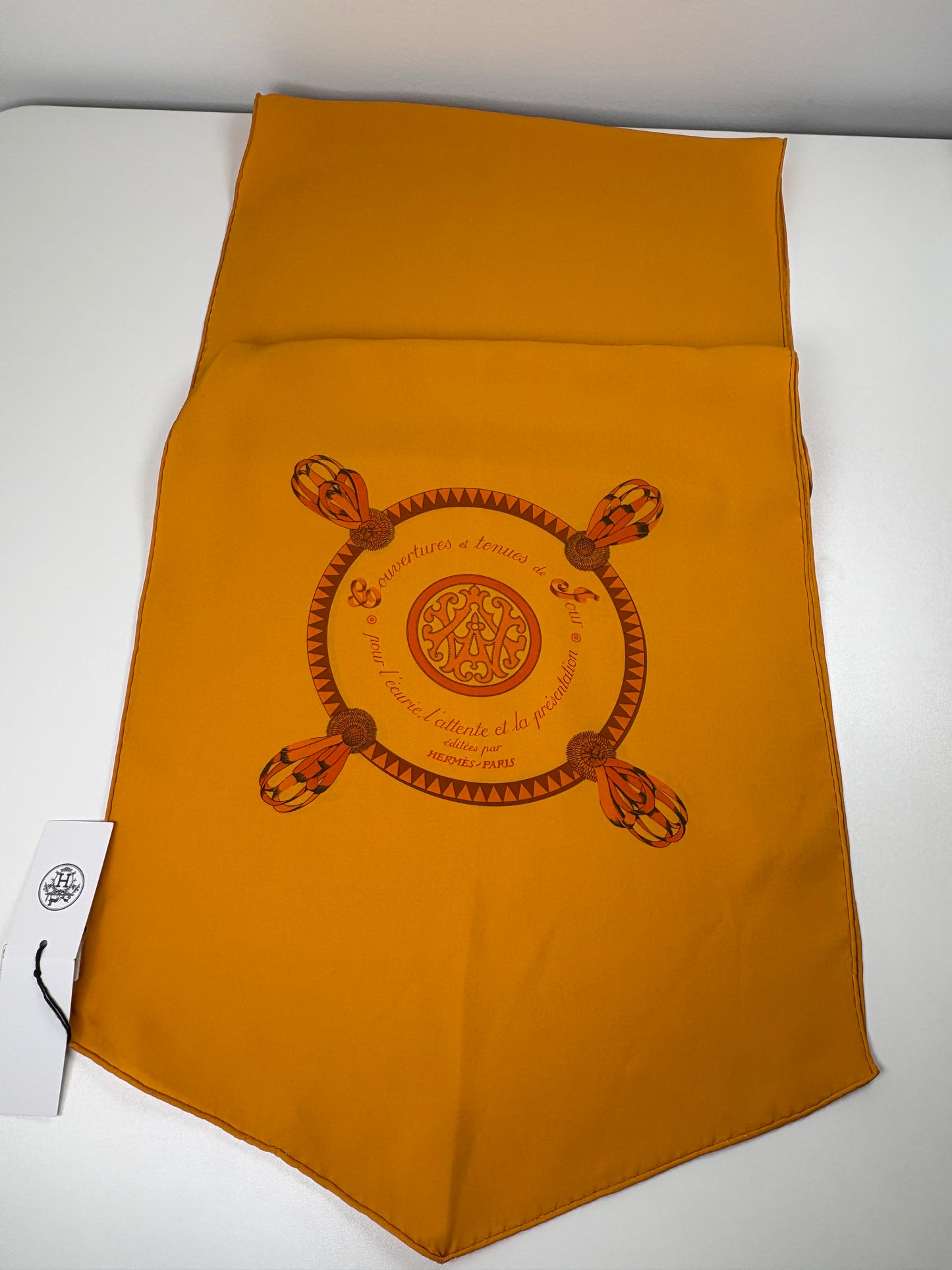 Pre-Owned HERMES Blaso Silk Scarf, Orange/Mango