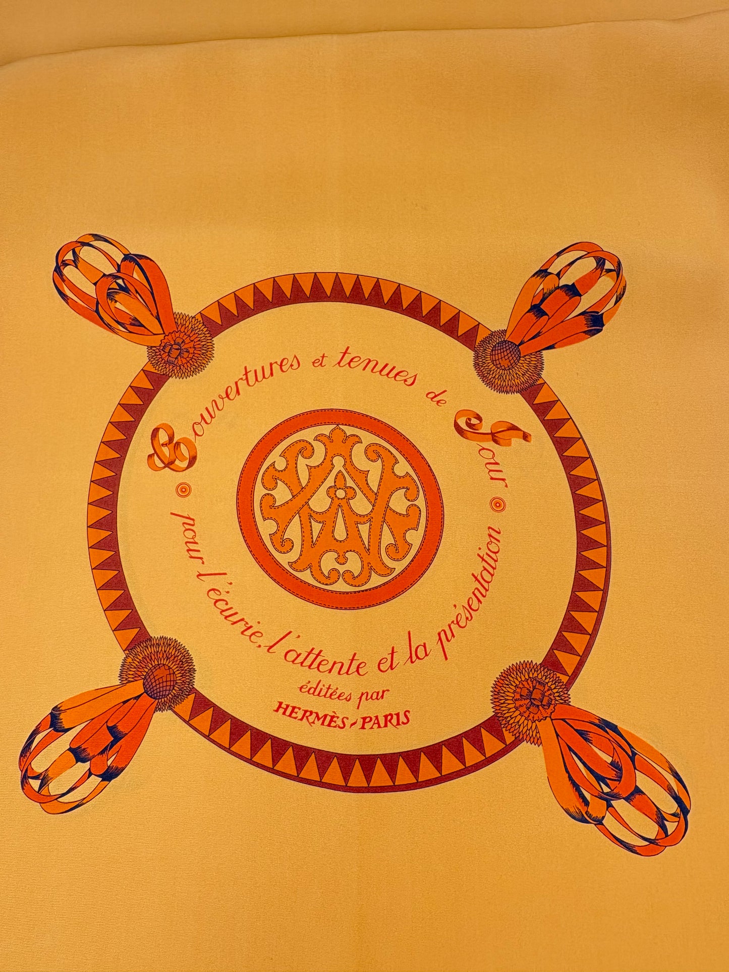 Pre-Owned HERMES Blaso Silk Scarf, Orange/Mango