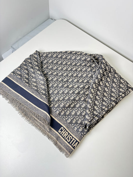 Pre-Owned CHRISTIAN DIOR Oblique Shawl, Blue