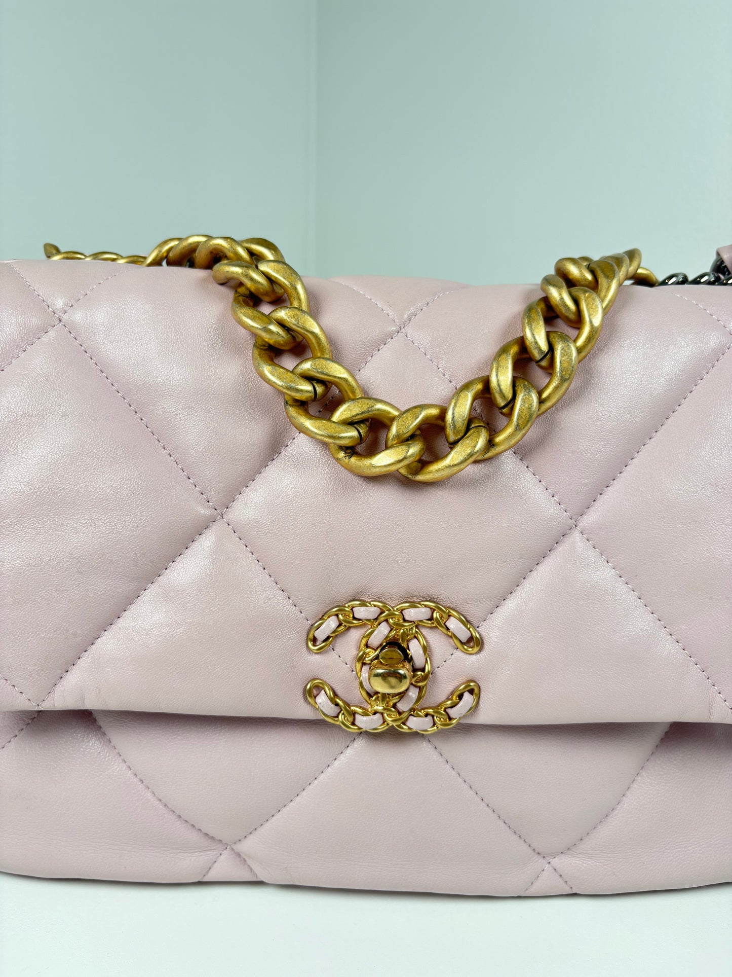 Pre-Owned CHANEL™ 19 Flap Bag Handbag, Pink, Large
