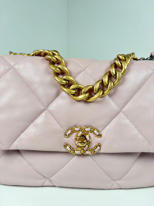 Pre-Owned CHANEL™ 19 Flap Bag Handbag, Pink, Large