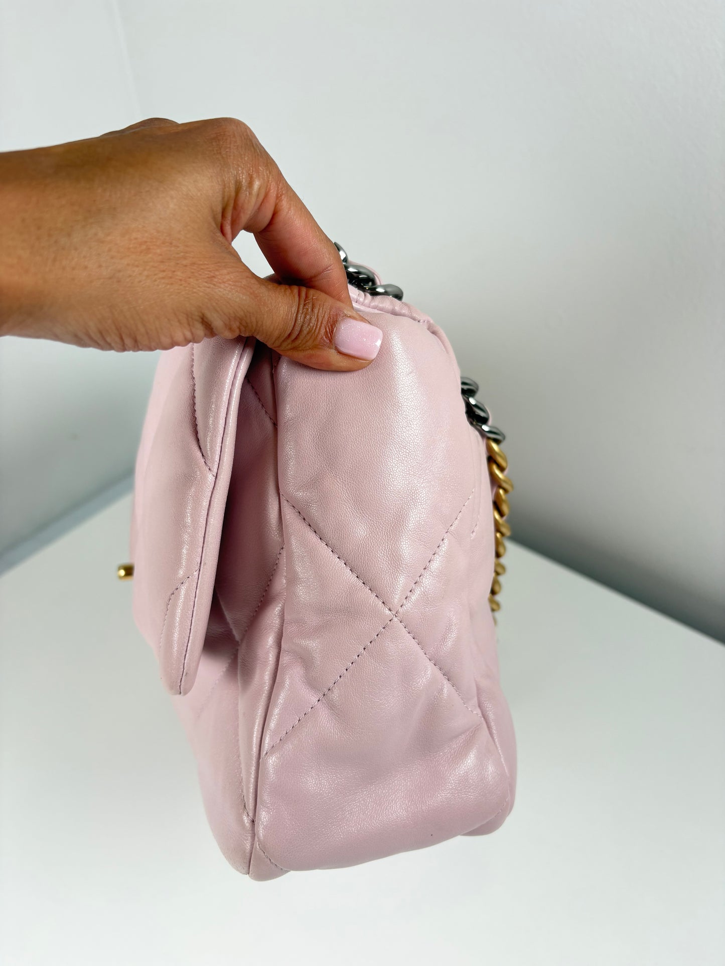 Pre-Owned CHANEL™ 19 Flap Bag Handbag, Pink, Large