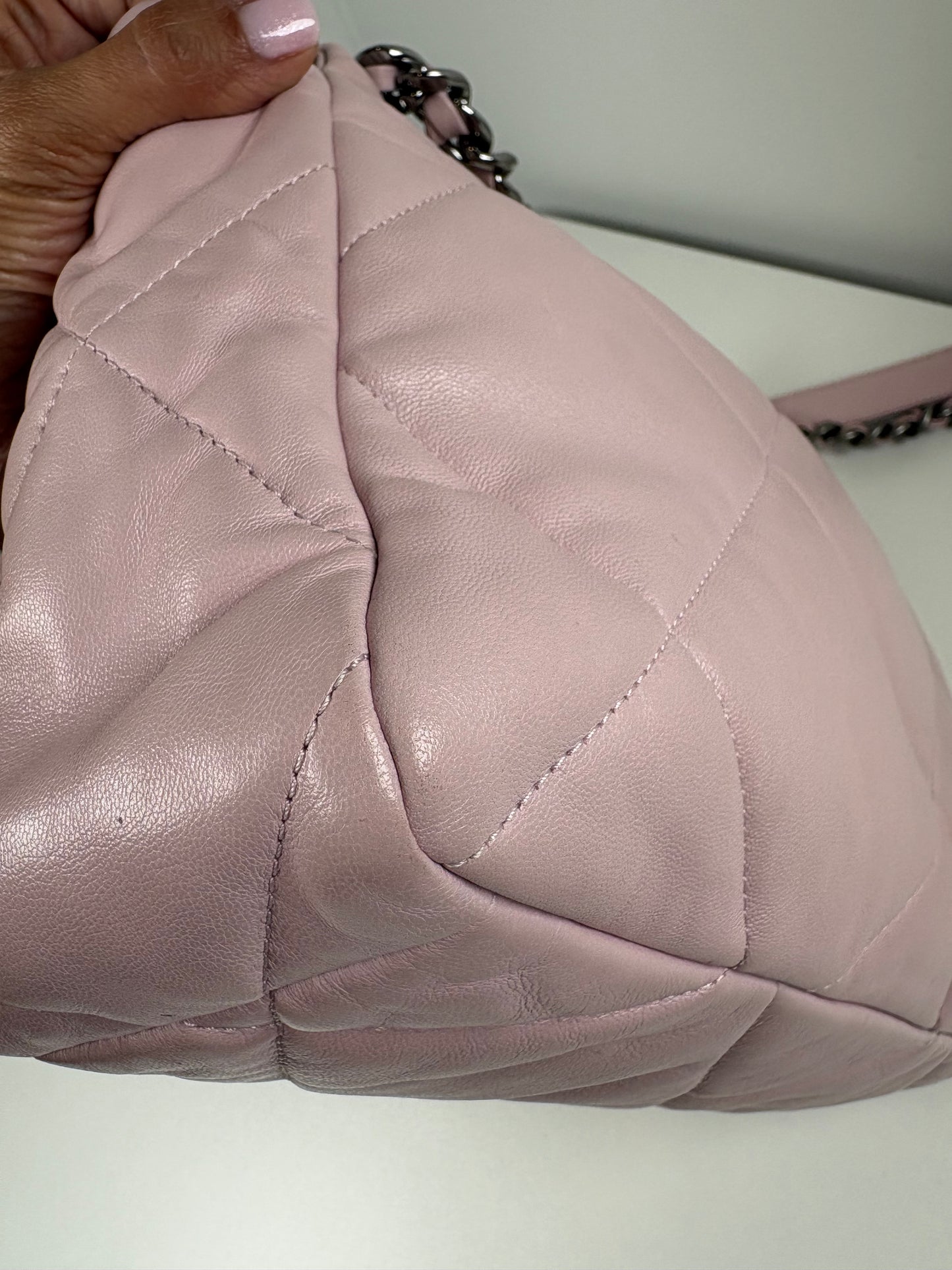 Pre-Owned CHANEL™ 19 Flap Bag Handbag, Pink, Large