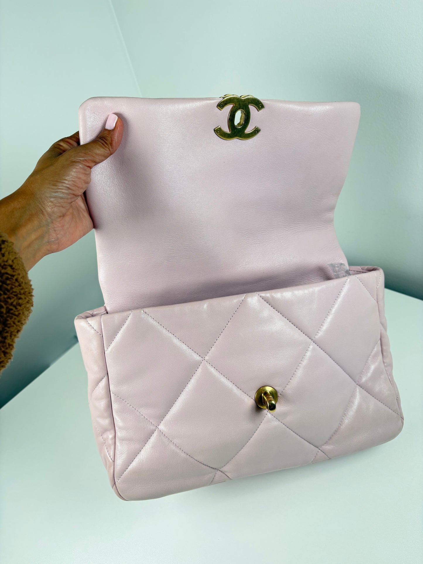 Pre-Owned CHANEL™ 19 Flap Bag Handbag, Pink, Large