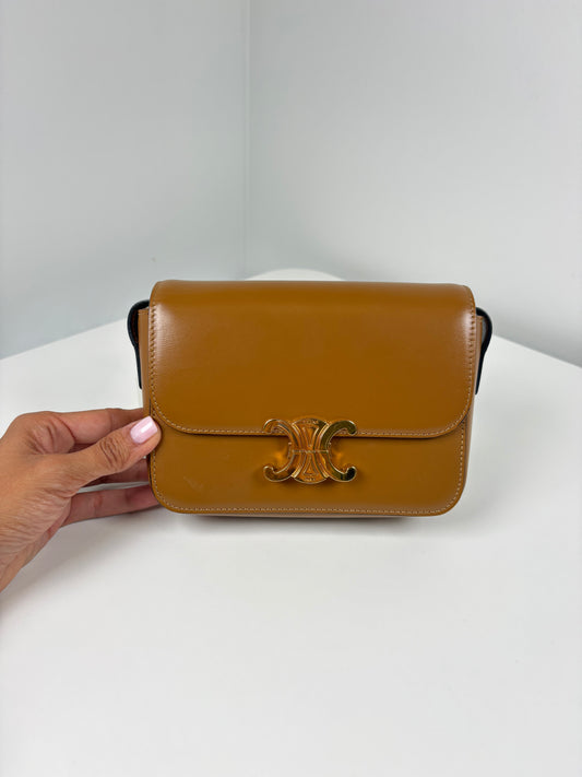 Pre-Owned CELINE Teen Triomphe Handbag, Natural